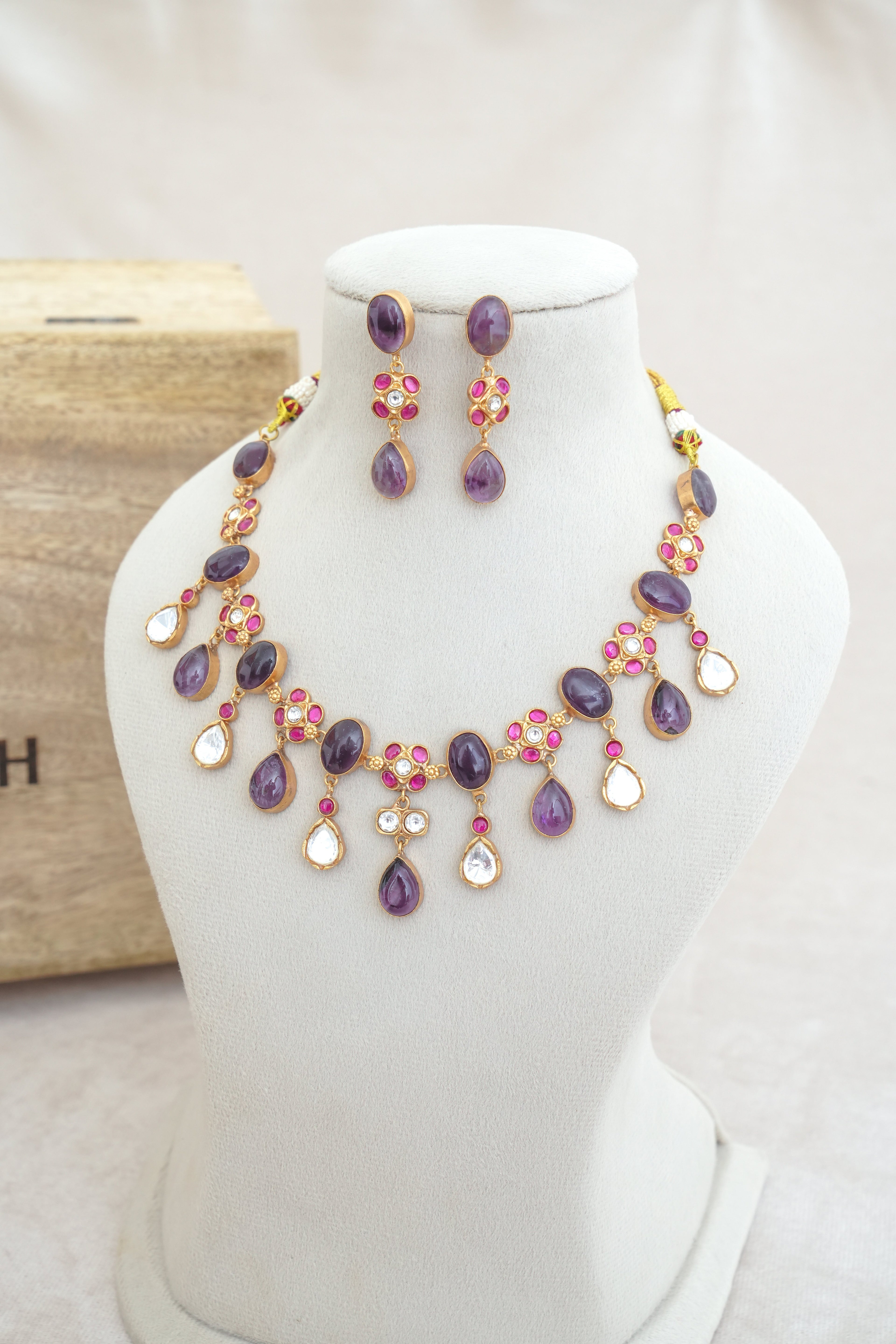 Amethyst  Ruby Cascade Necklace Set
