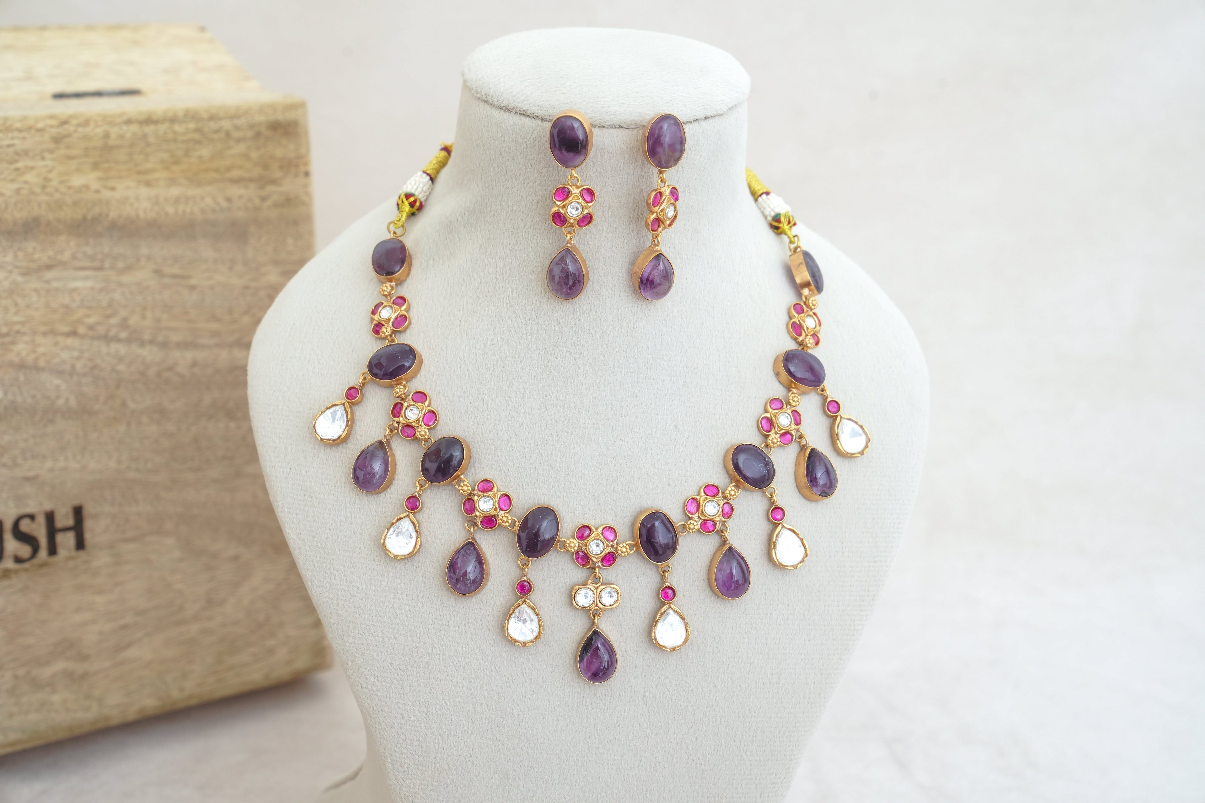 Amethyst  Ruby Cascade Necklace Set
