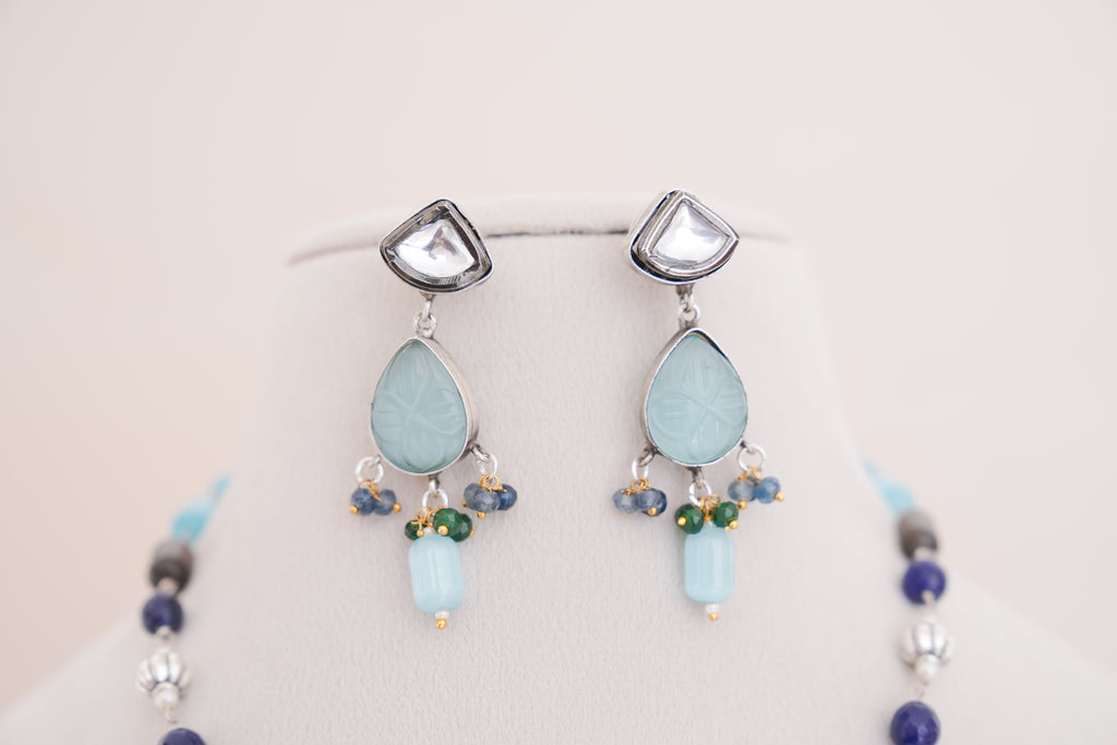 Regal Multistone Pendant Necklace & Earrings Set