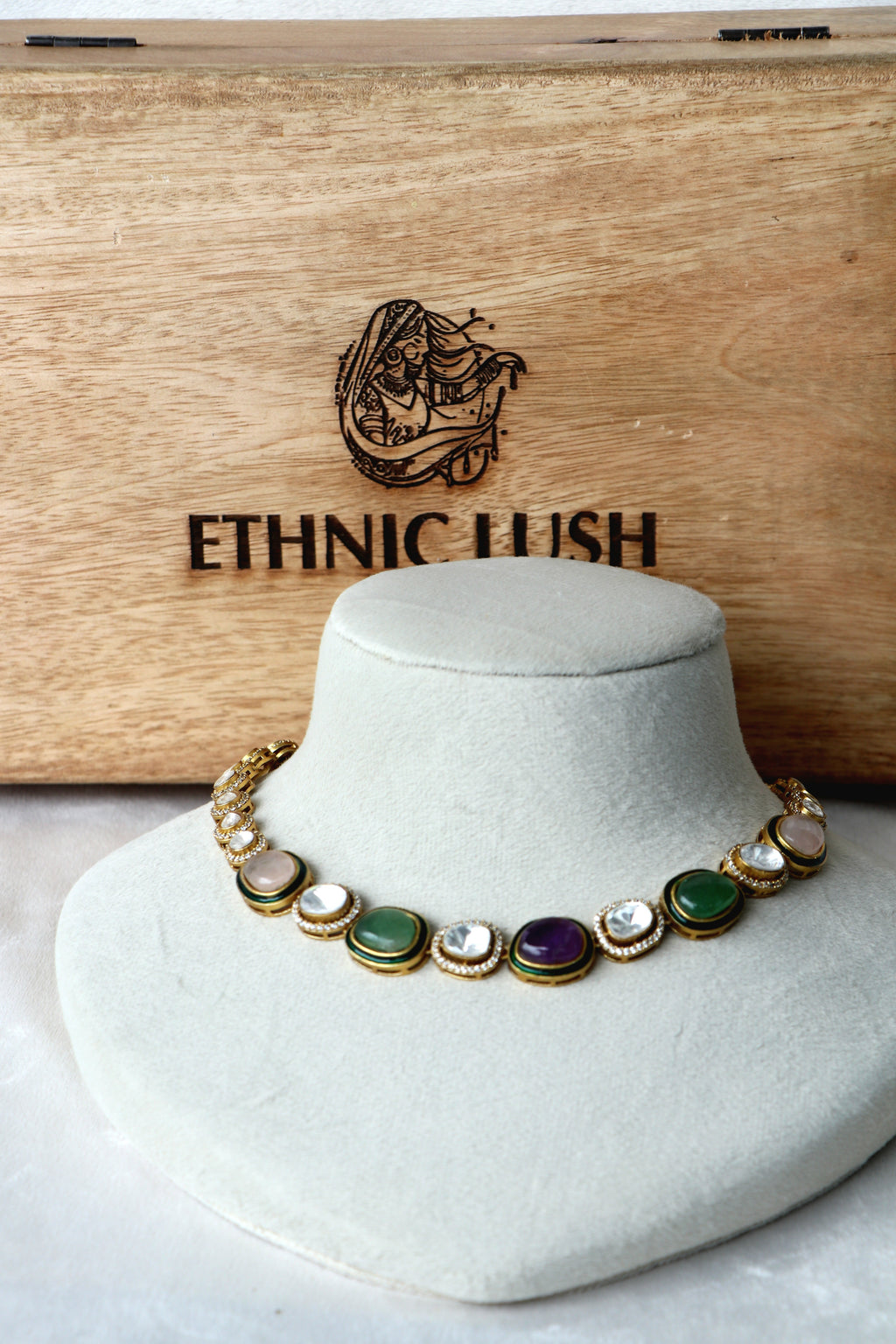 Artisan Multi Gemstone Gold Necklace