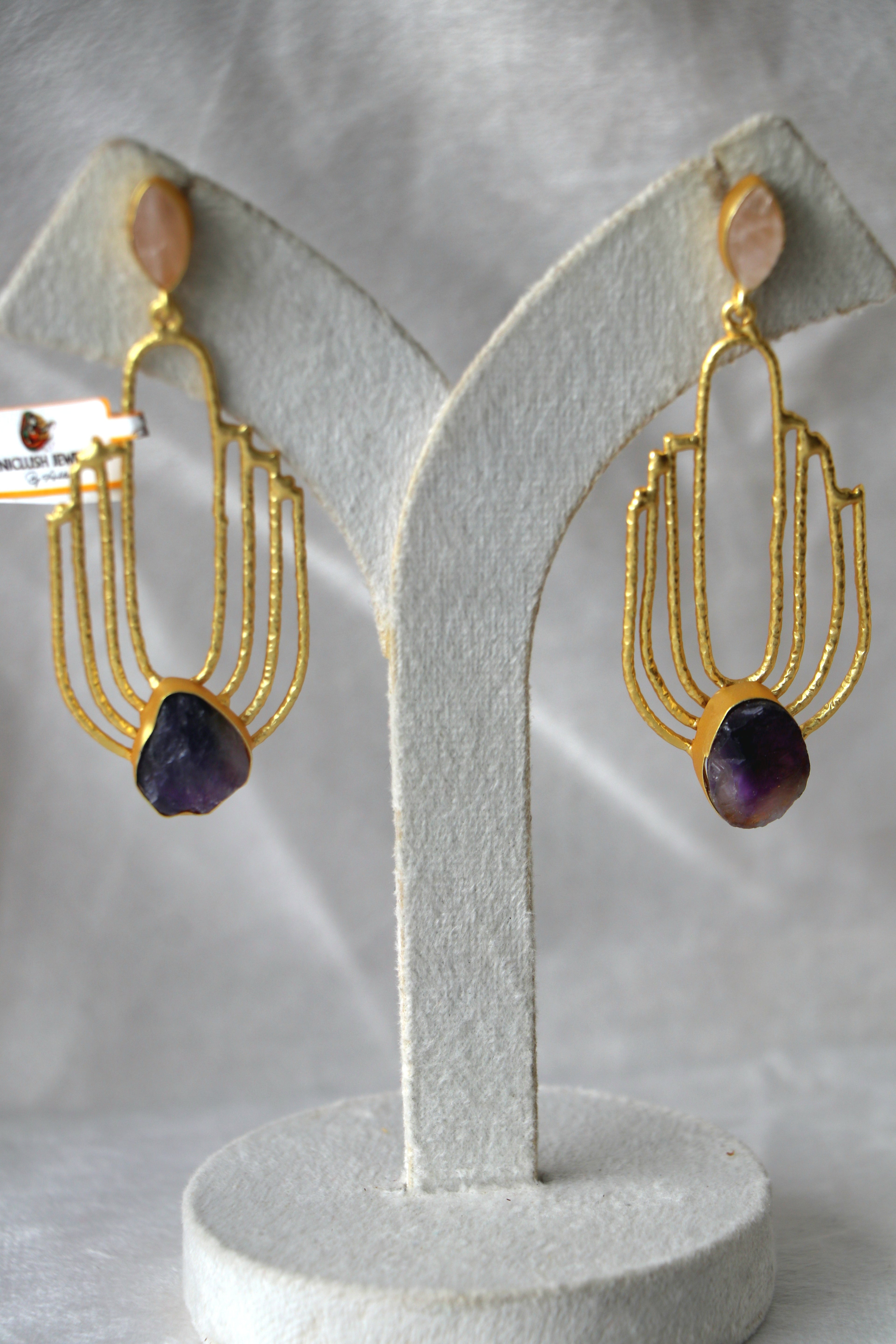 Aurora Cascade Earrings With Rose Quartz  Amethyst