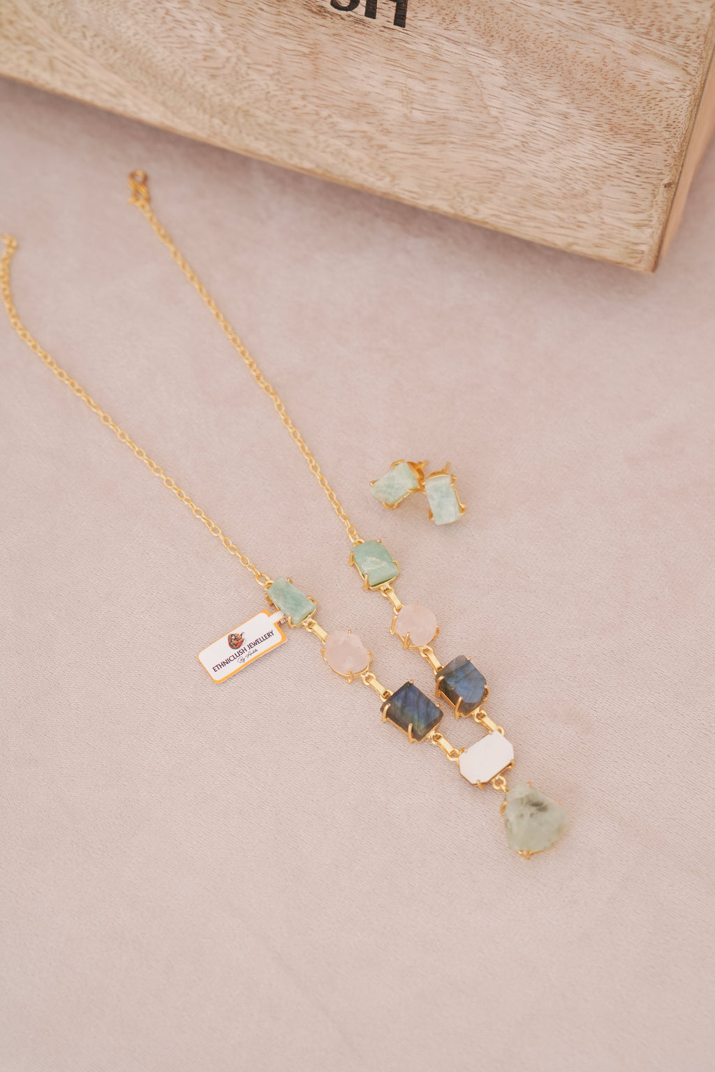 Natural Multi Gemstone Pendant Necklace Set