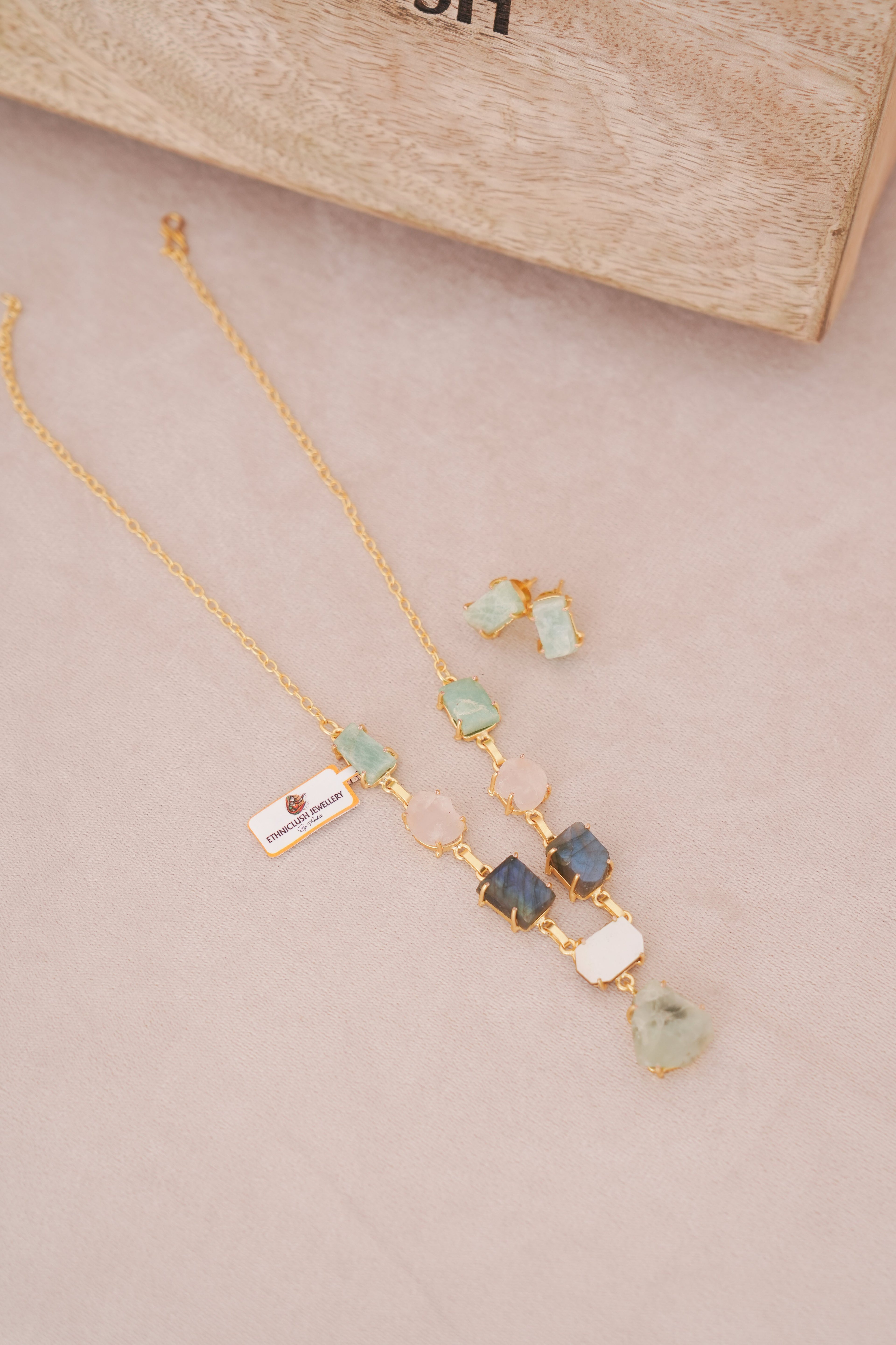 Natural Multi Gemstone Pendant Necklace Set