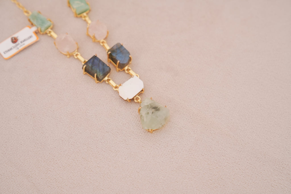 Natural Multi Gemstone Pendant Necklace Set