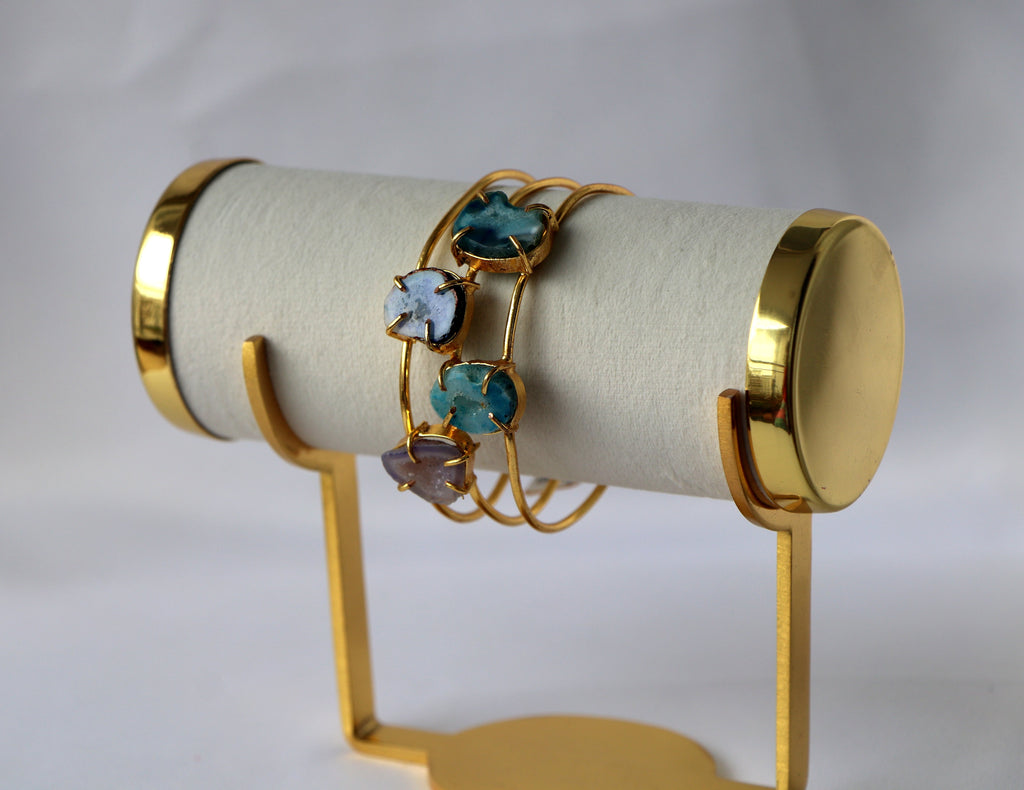 Azure Bloom Multistone Agate Cuff Bracelet