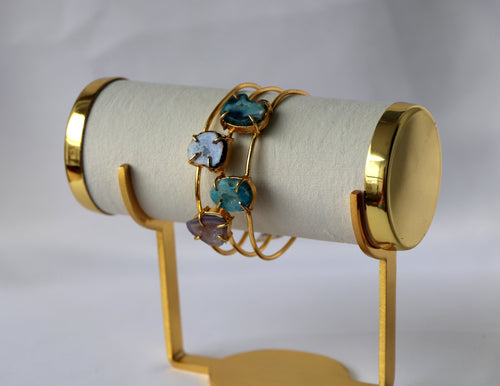 Azure Bloom Multistone Agate Cuff Bracelet