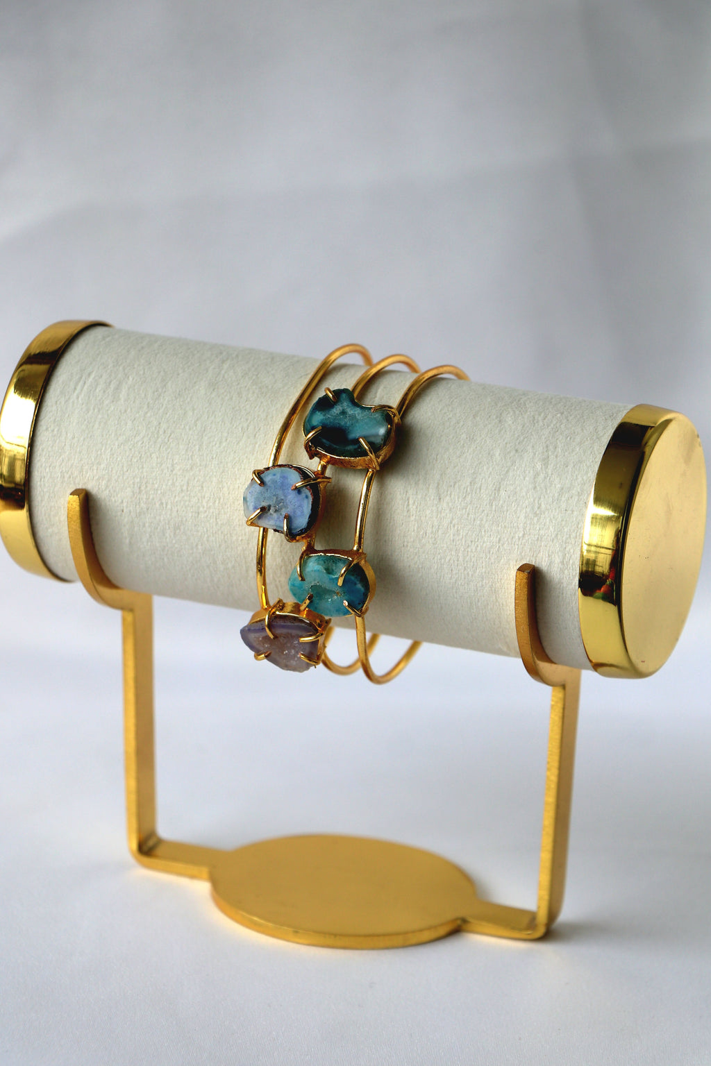 Azure Bloom Multistone Agate Cuff Bracelet