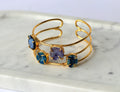 Azure Bloom Handcrafted Multi-Stone Agate Cuff Bracelet