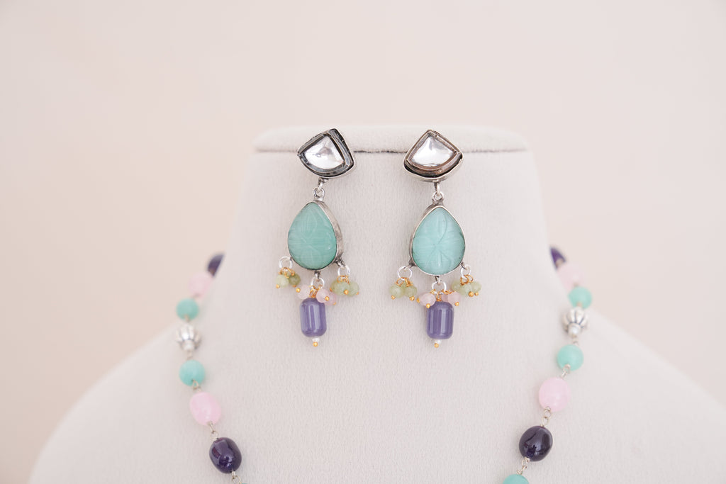 Regal Multistone Pendant Necklace & Earrings Set