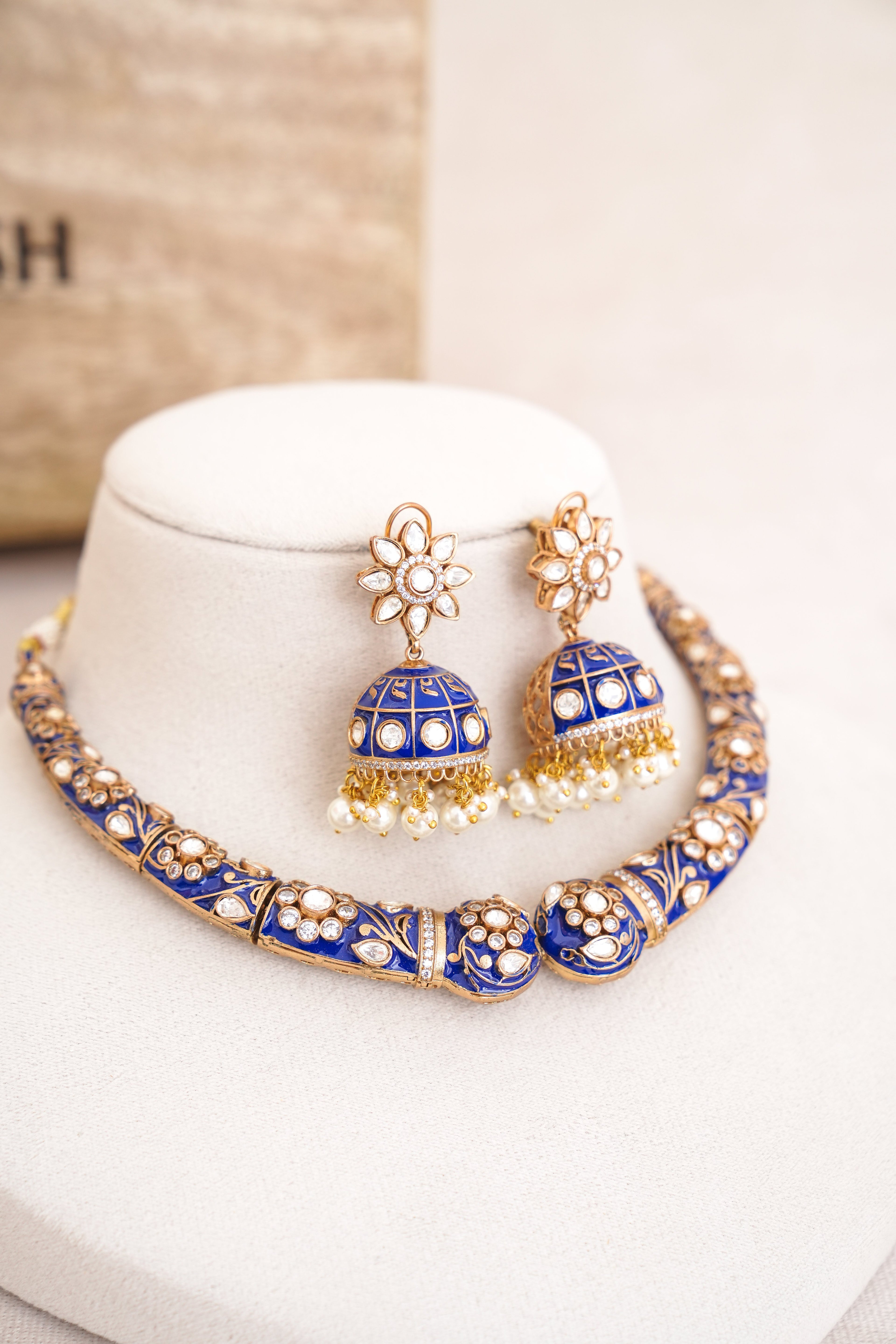 Azure Bloom Statement Necklace Set
