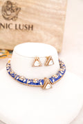 Triad Traingle Kundan Meenakari Pendant Hasli Necklace Set