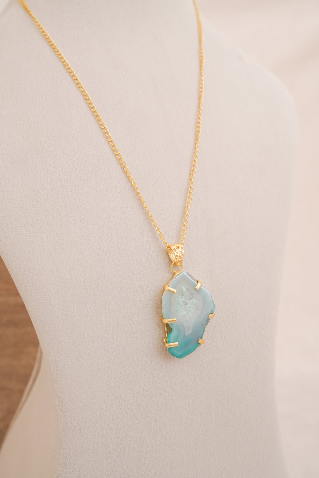 Natural Aqua Agate Pendant Necklace