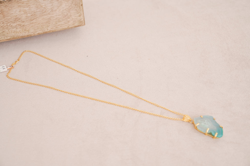 Natural Aqua Agate Pendant Necklace