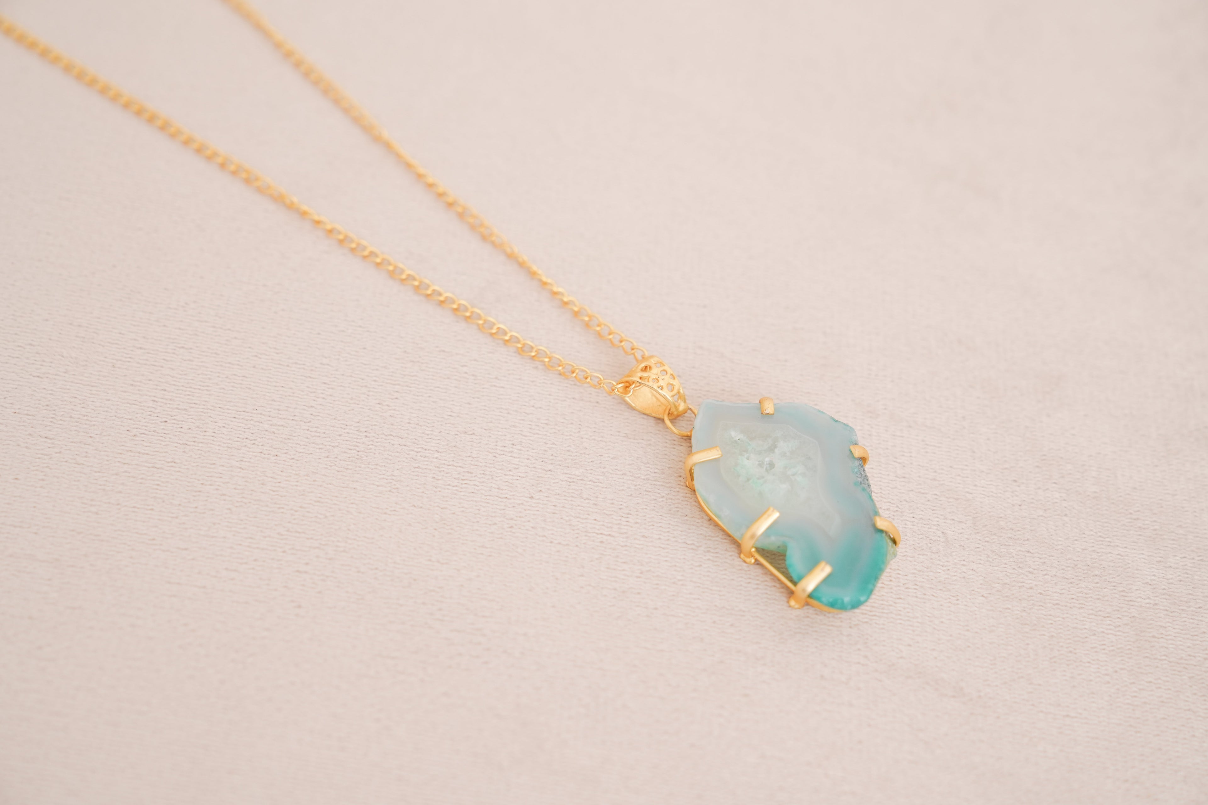 Natural Aqua Agate Pendant Necklace
