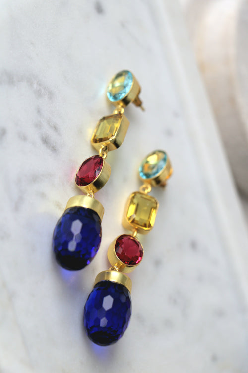 Azure Crimson Cascade Earrings
