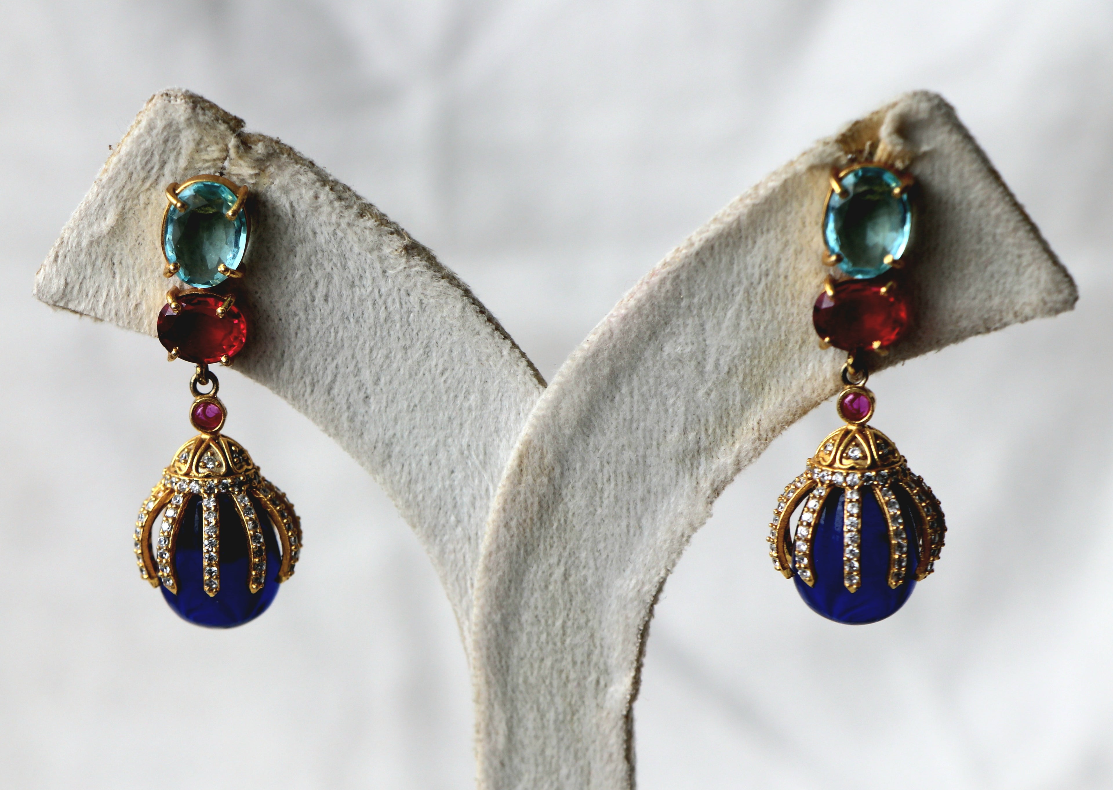 Azure Crimson Regal Earrings