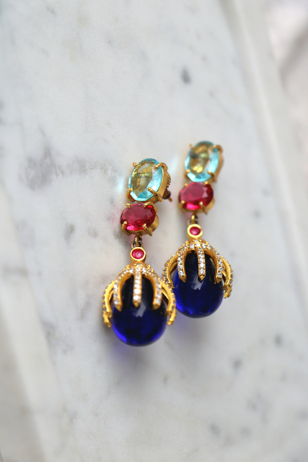 Azure Crimson Regal Earrings