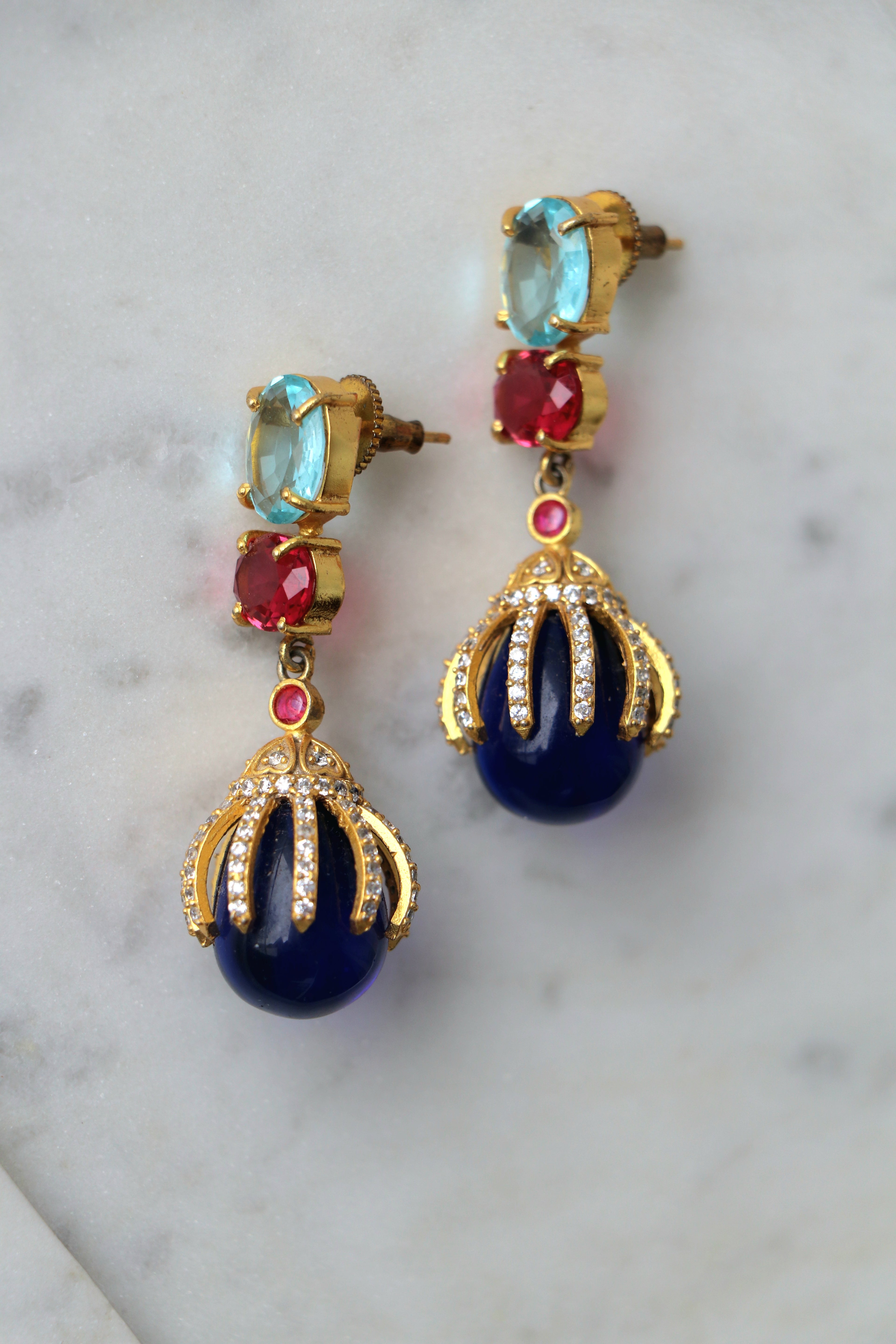 Azure Crimson Regal Earrings