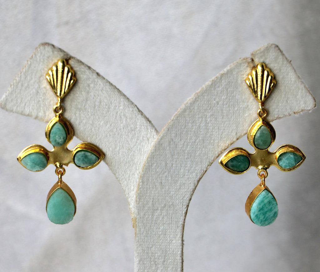 Azure Cross Gemstone Earrings