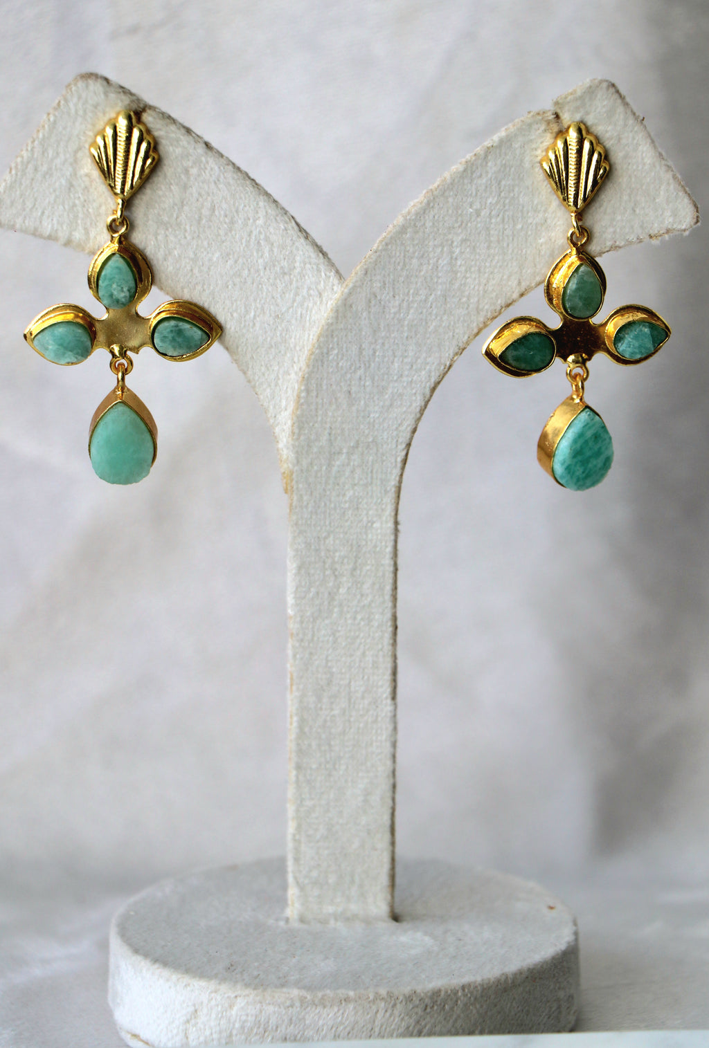 Azure Cross Gemstone Earrings
