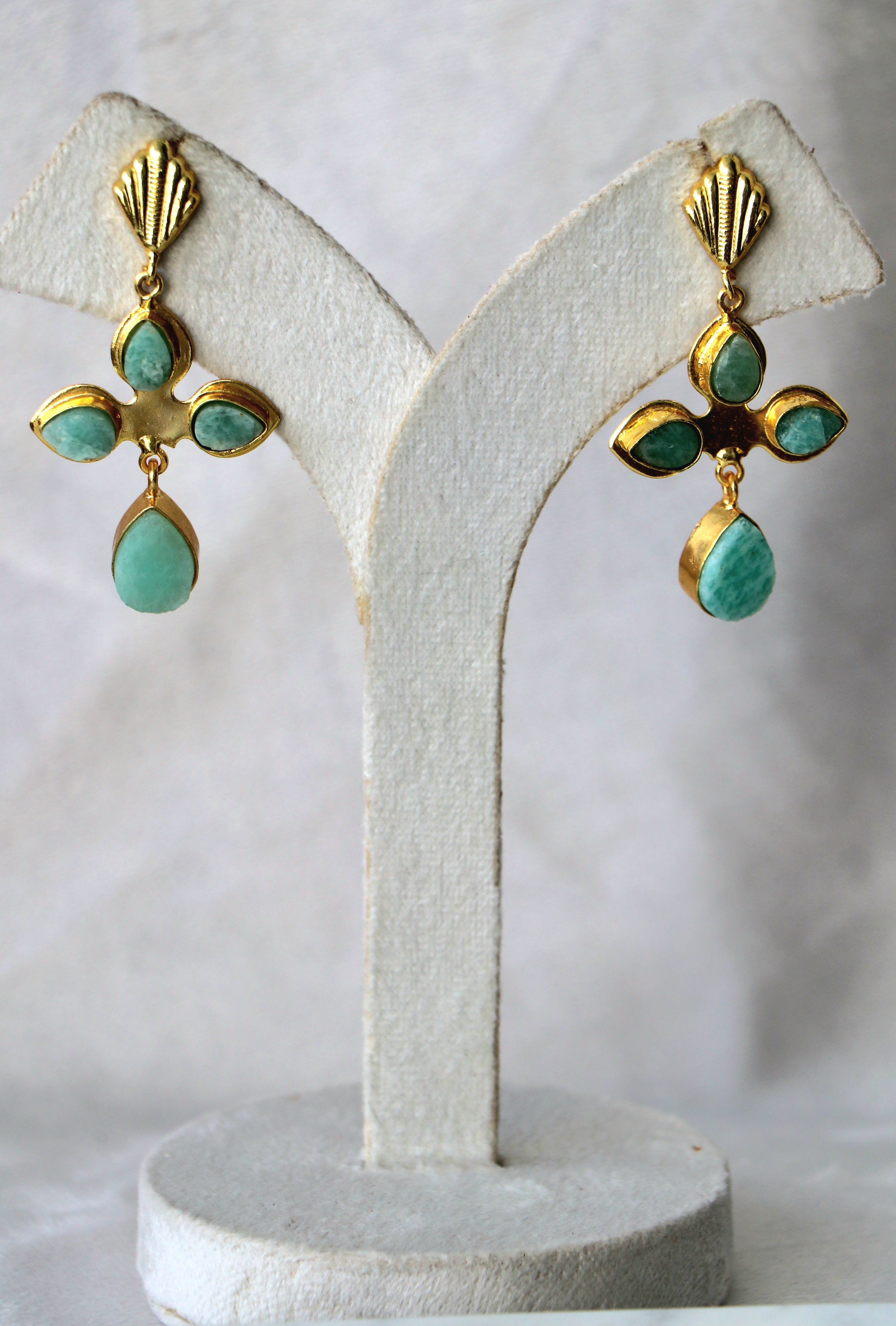 Azure Cross Gemstone Earrings