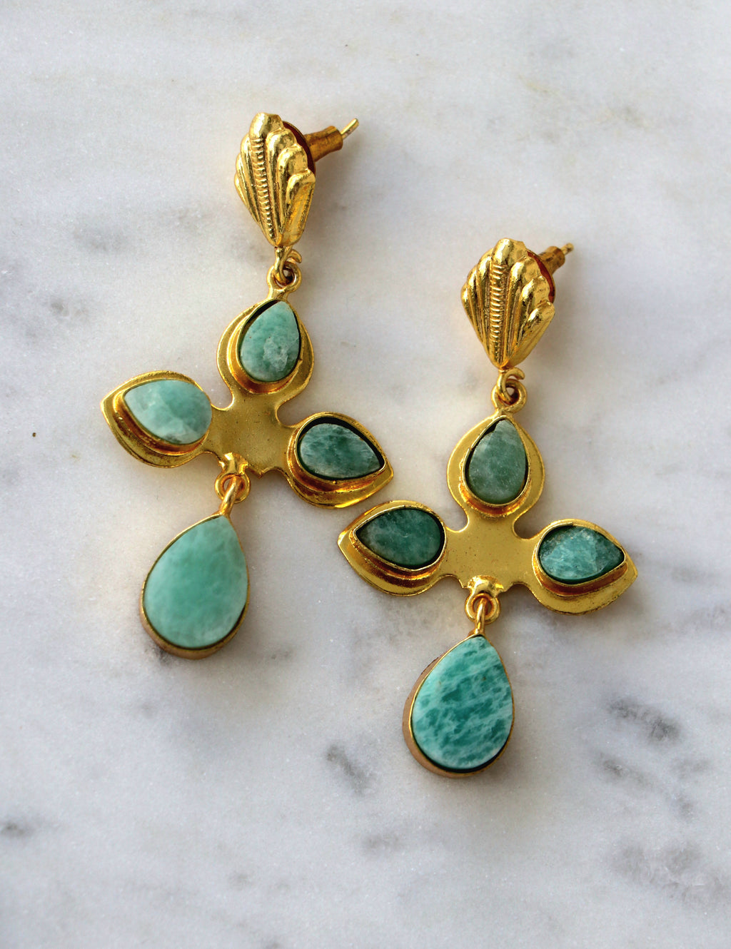Azure Cross Gemstone Earrings