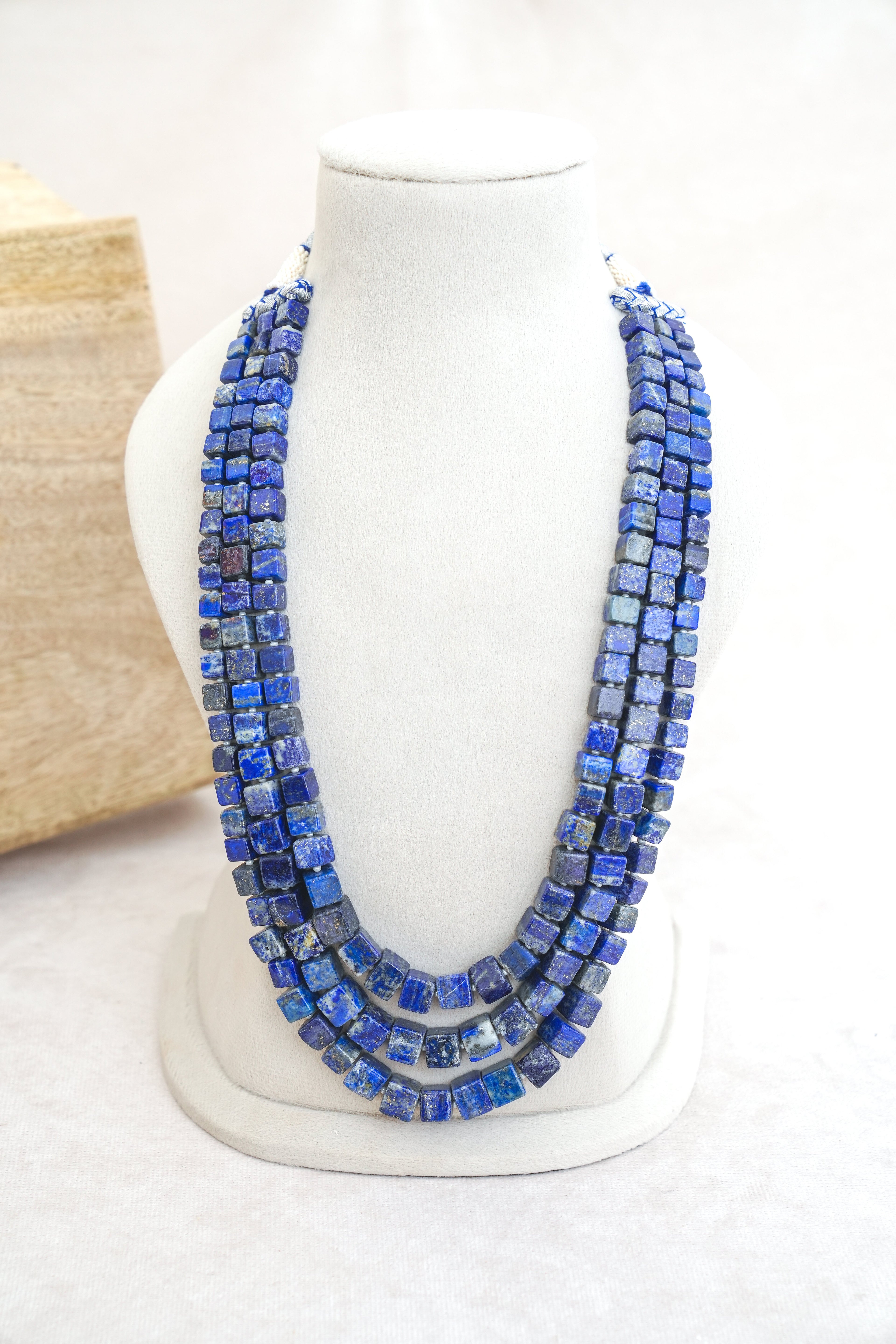 Azure Cube Multi Strand Necklace