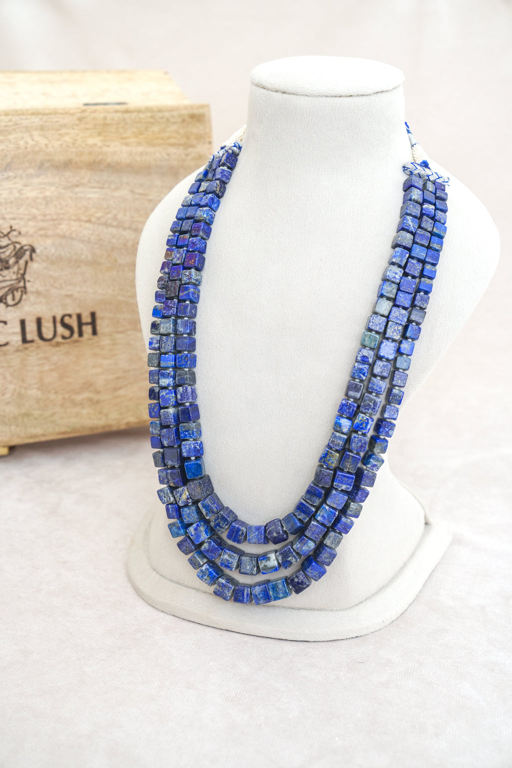 Azure Cube Multi Strand Necklace