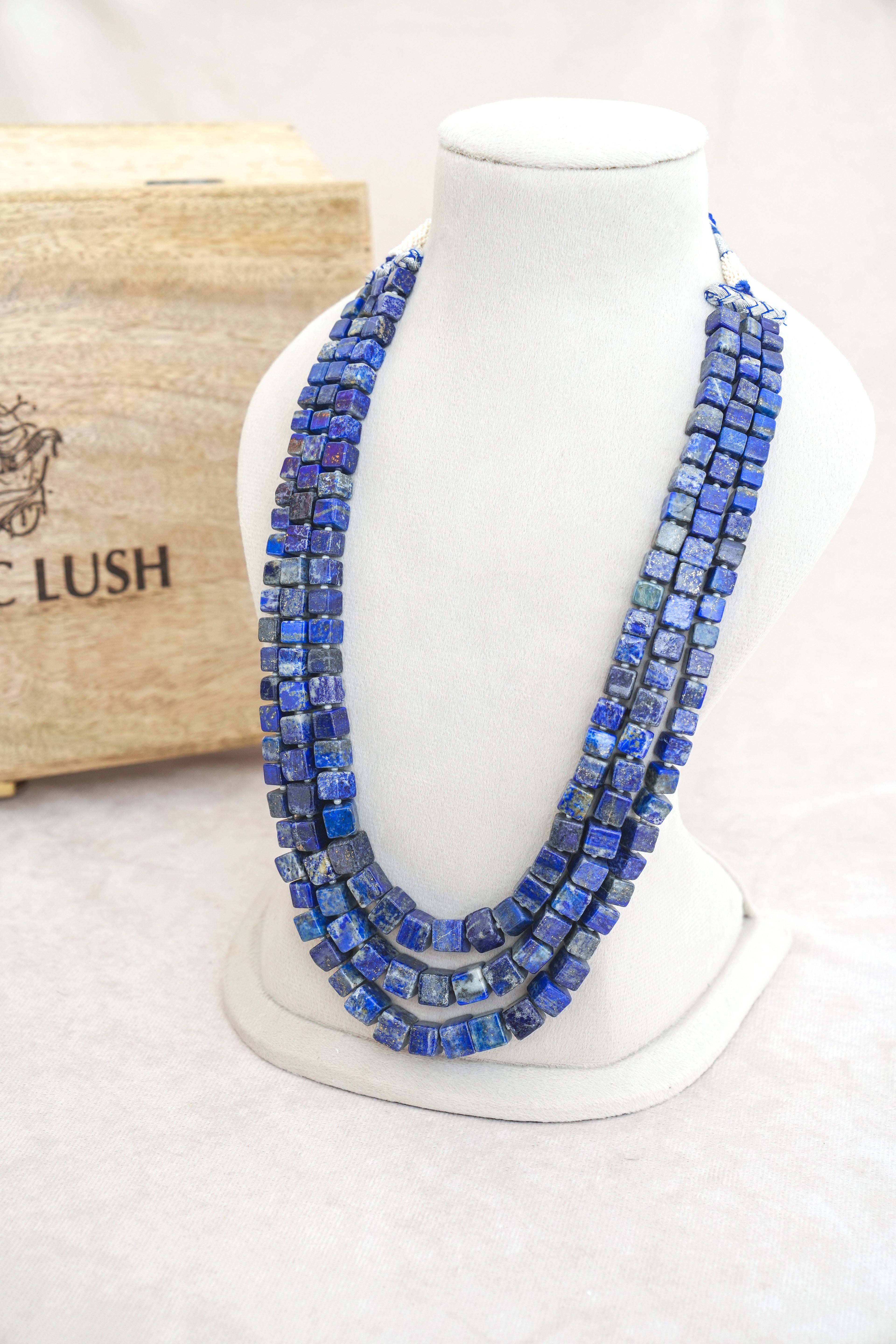 Azure Cube Multi Strand Necklace