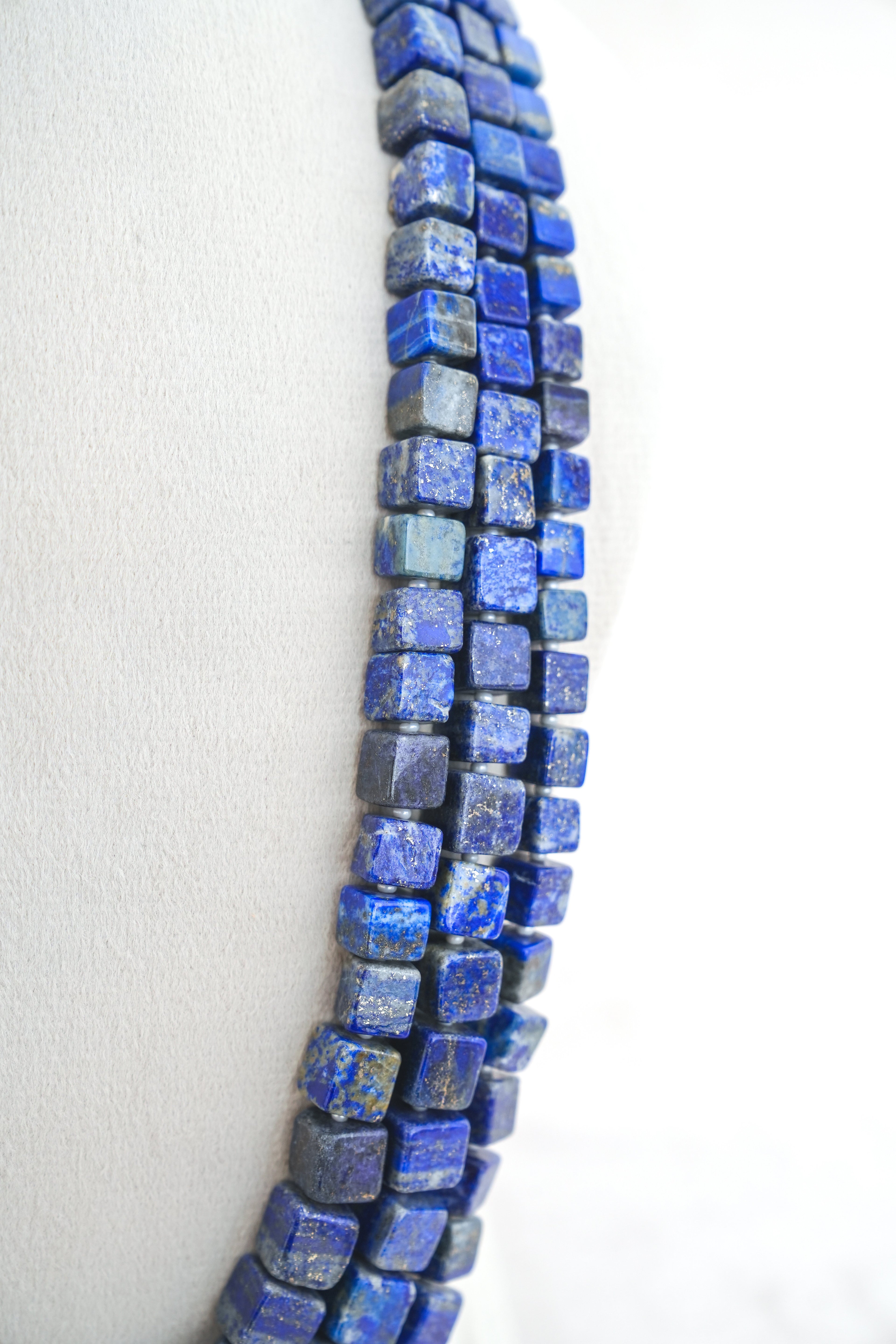 Azure Cube Multi Strand Necklace