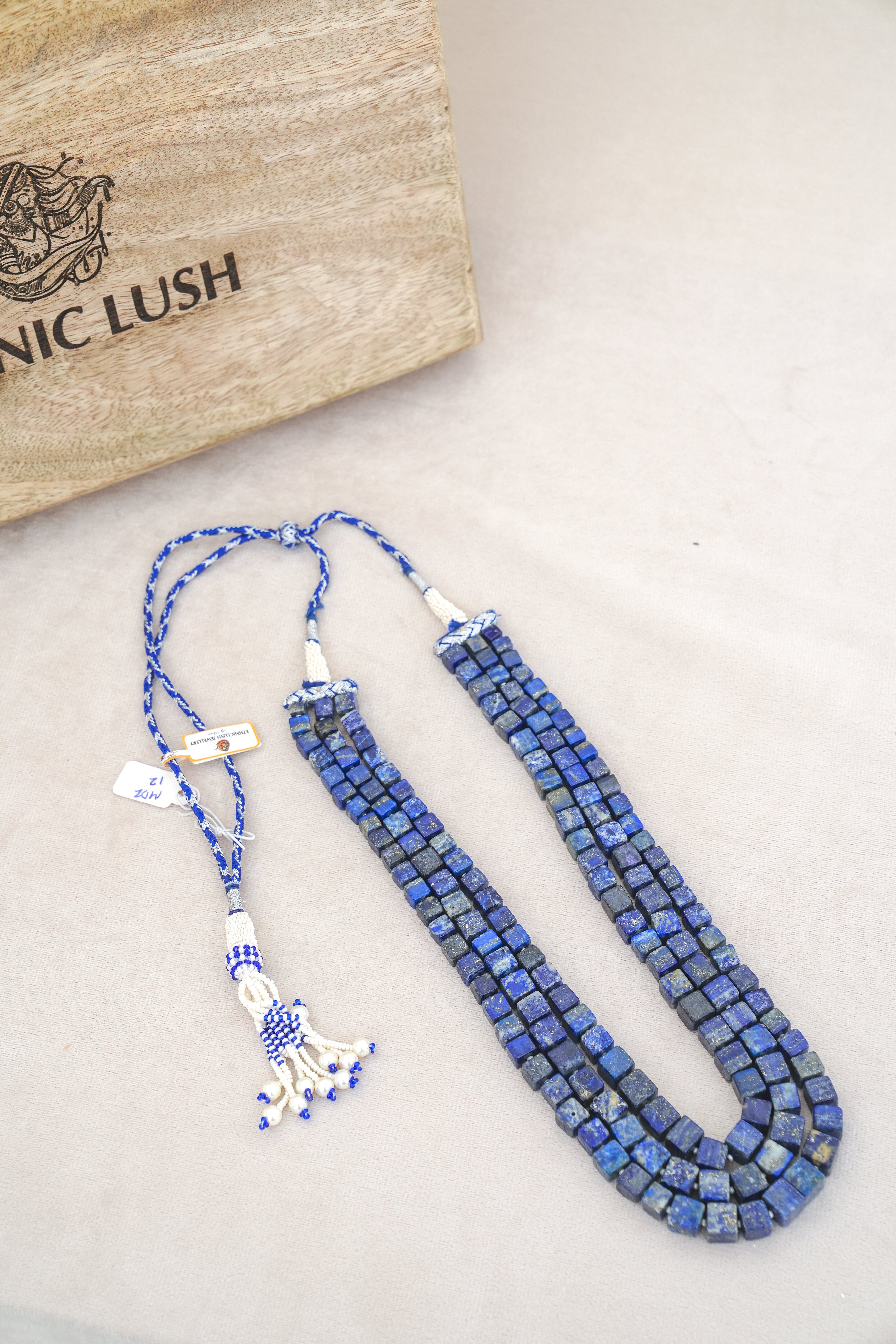 Azure Cube Multi Strand Necklace