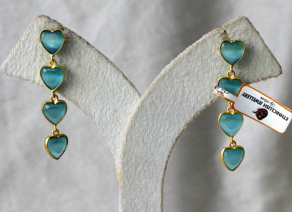 Azure Heart Cascade Earrings