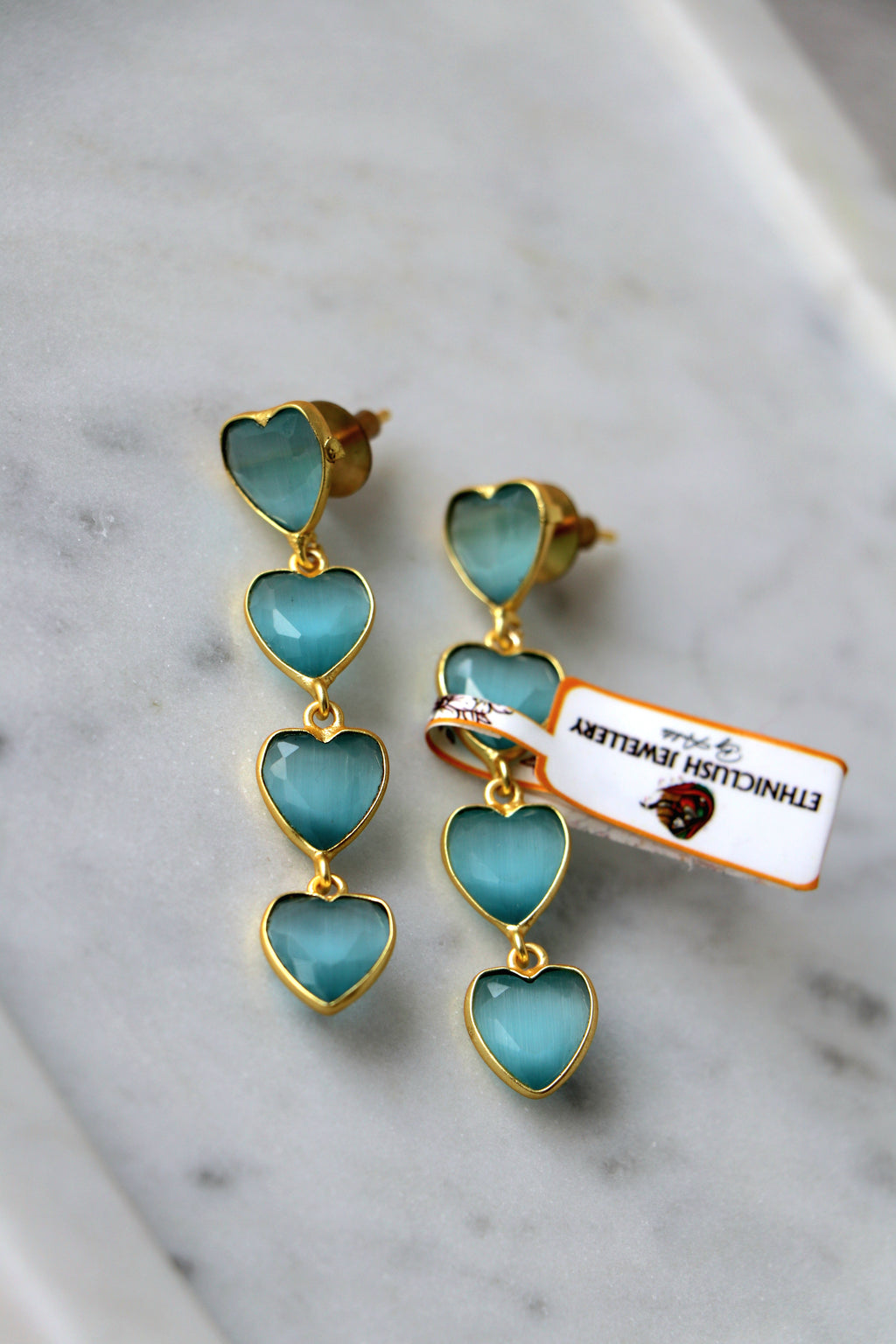 Azure Heart Cascade Earrings