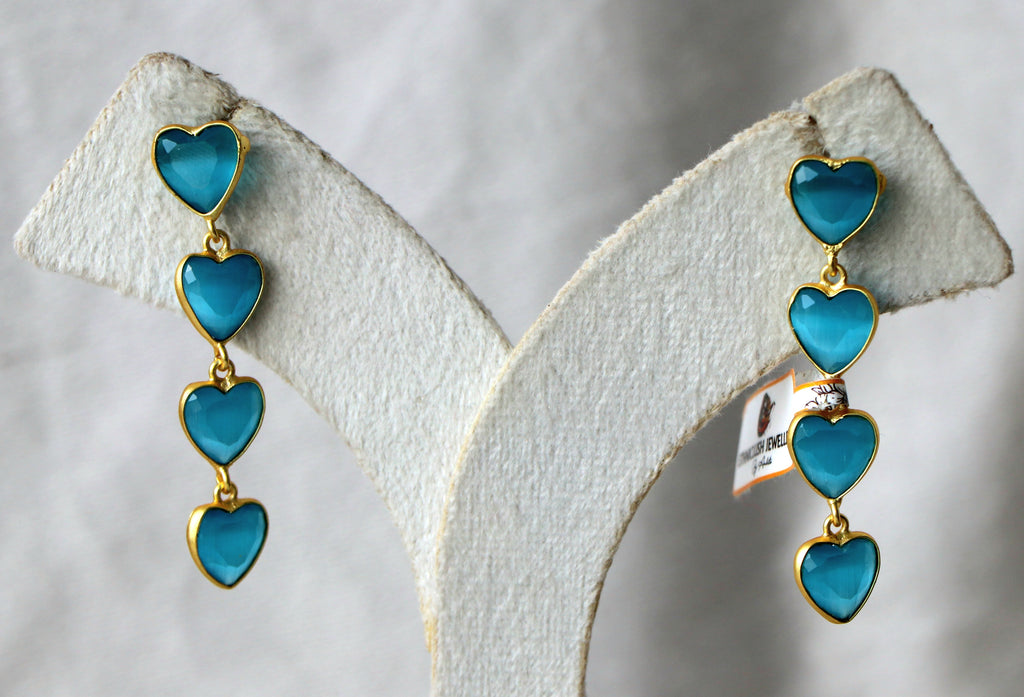 Azure Heart Cascade Earrings