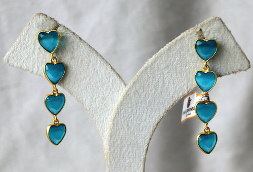 Azure Heart Cascade Earrings