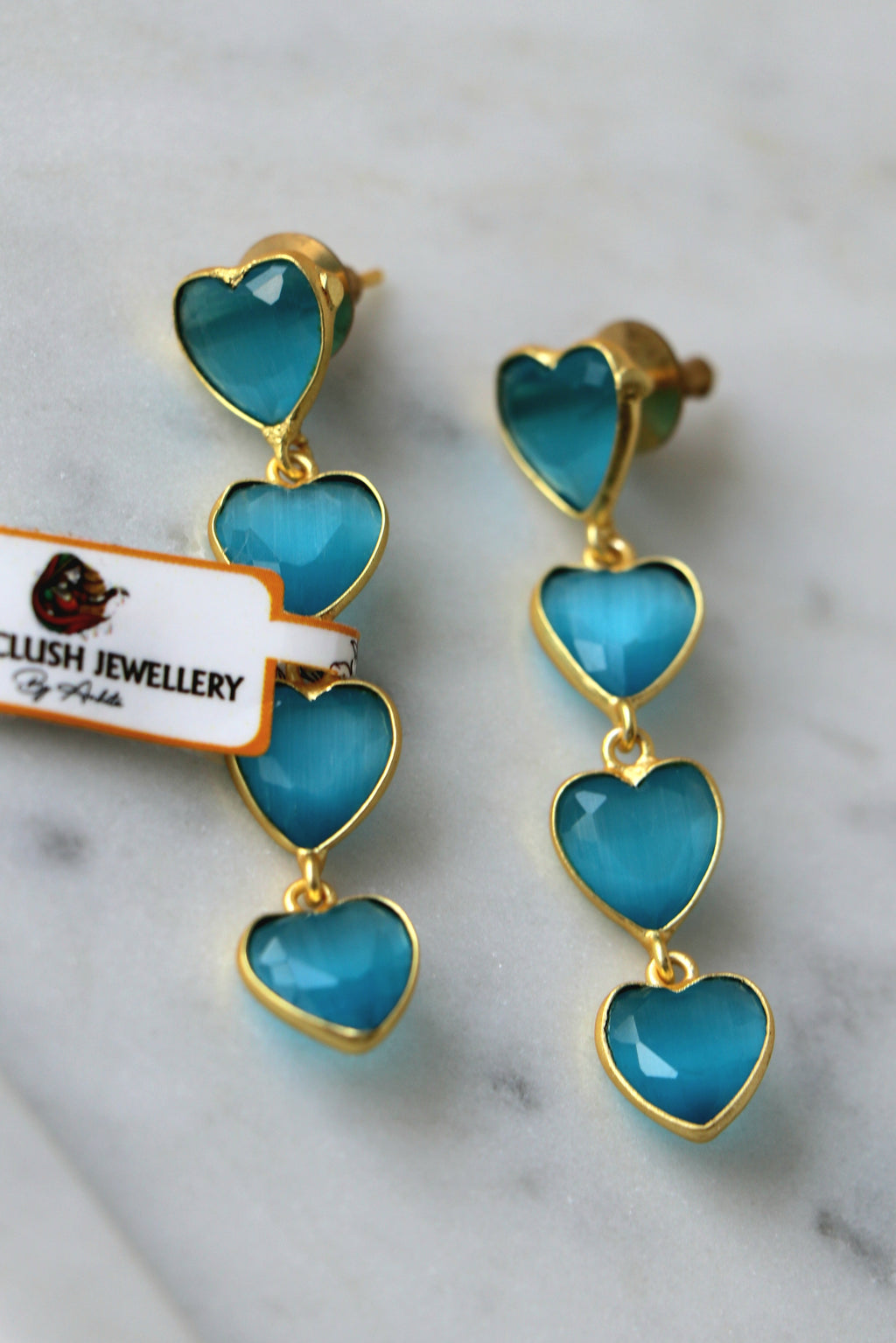 Azure Heart Cascade Earrings
