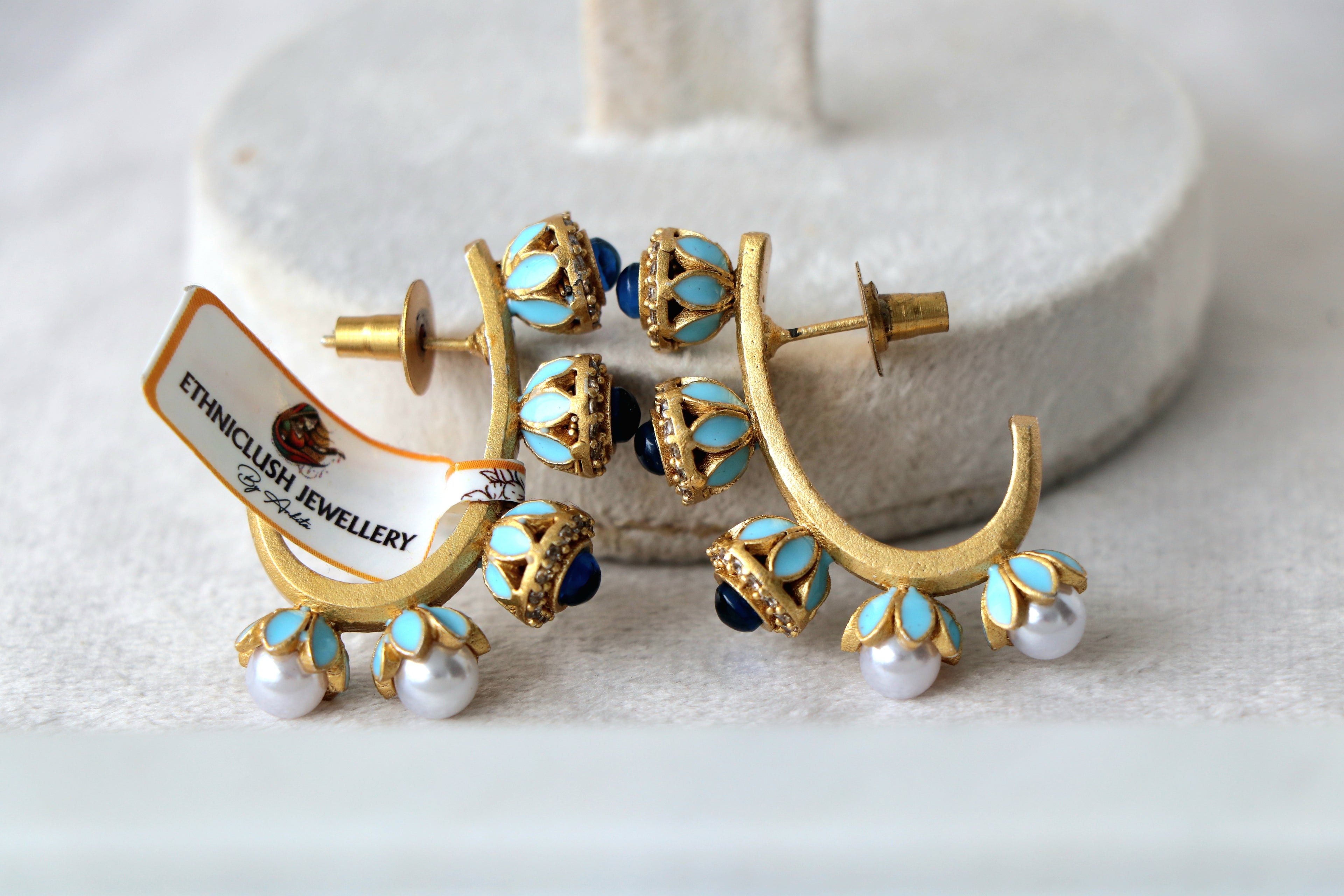 Azure Lotus Statement Earrings