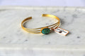 Green Druzy Triple Wire Cuff Bracelet