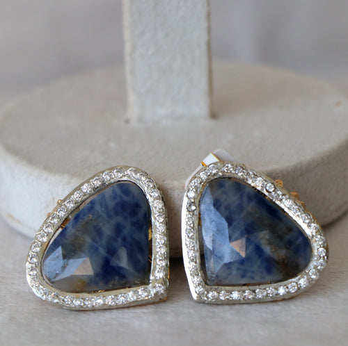 Azure Radiance Blue sapphire Triangular Earrings