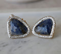 Azure Radiance Blue sapphire Triangular Earrings