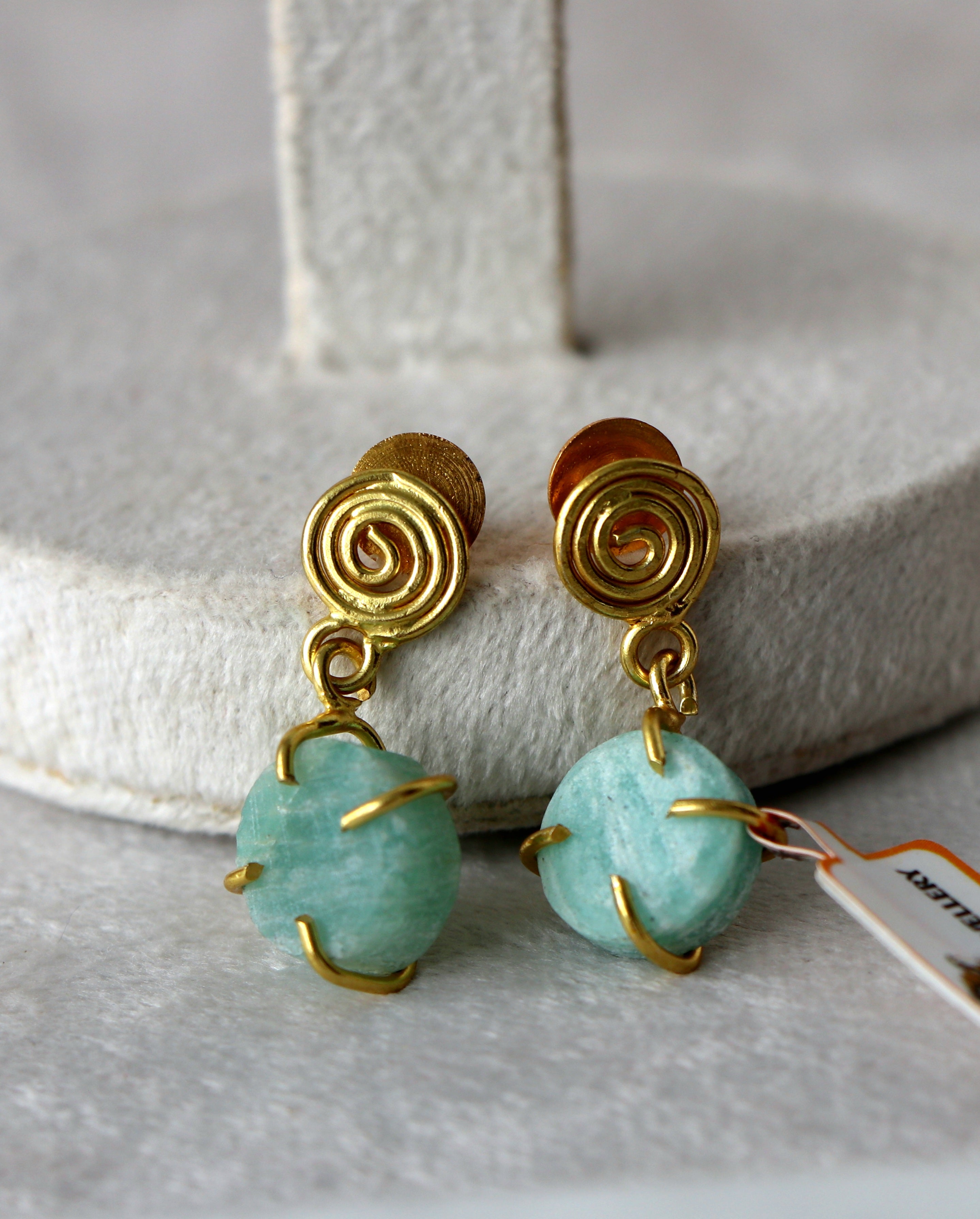 Azure Spiral Gemstone Earrings