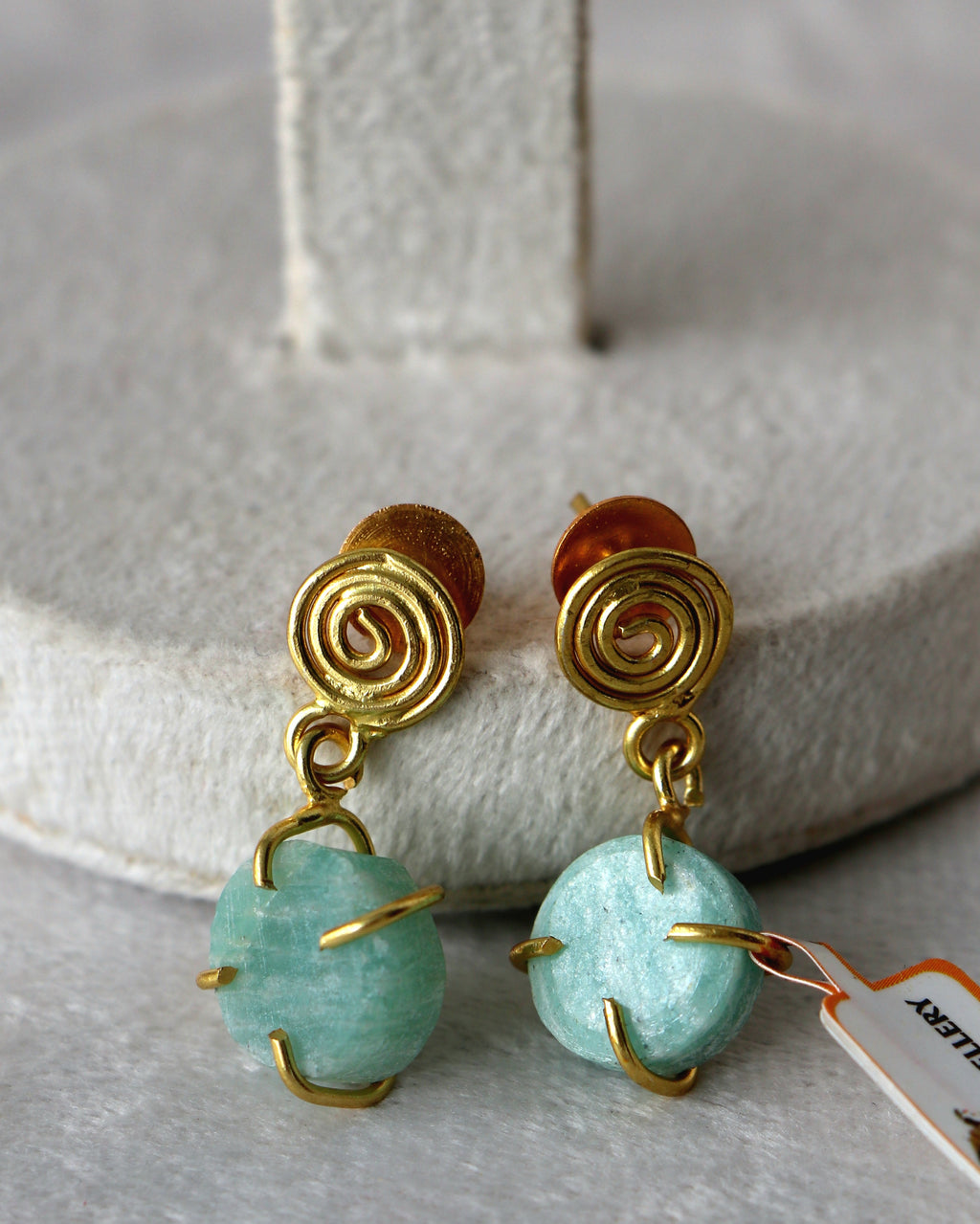 Azure Spiral Gemstone Earrings