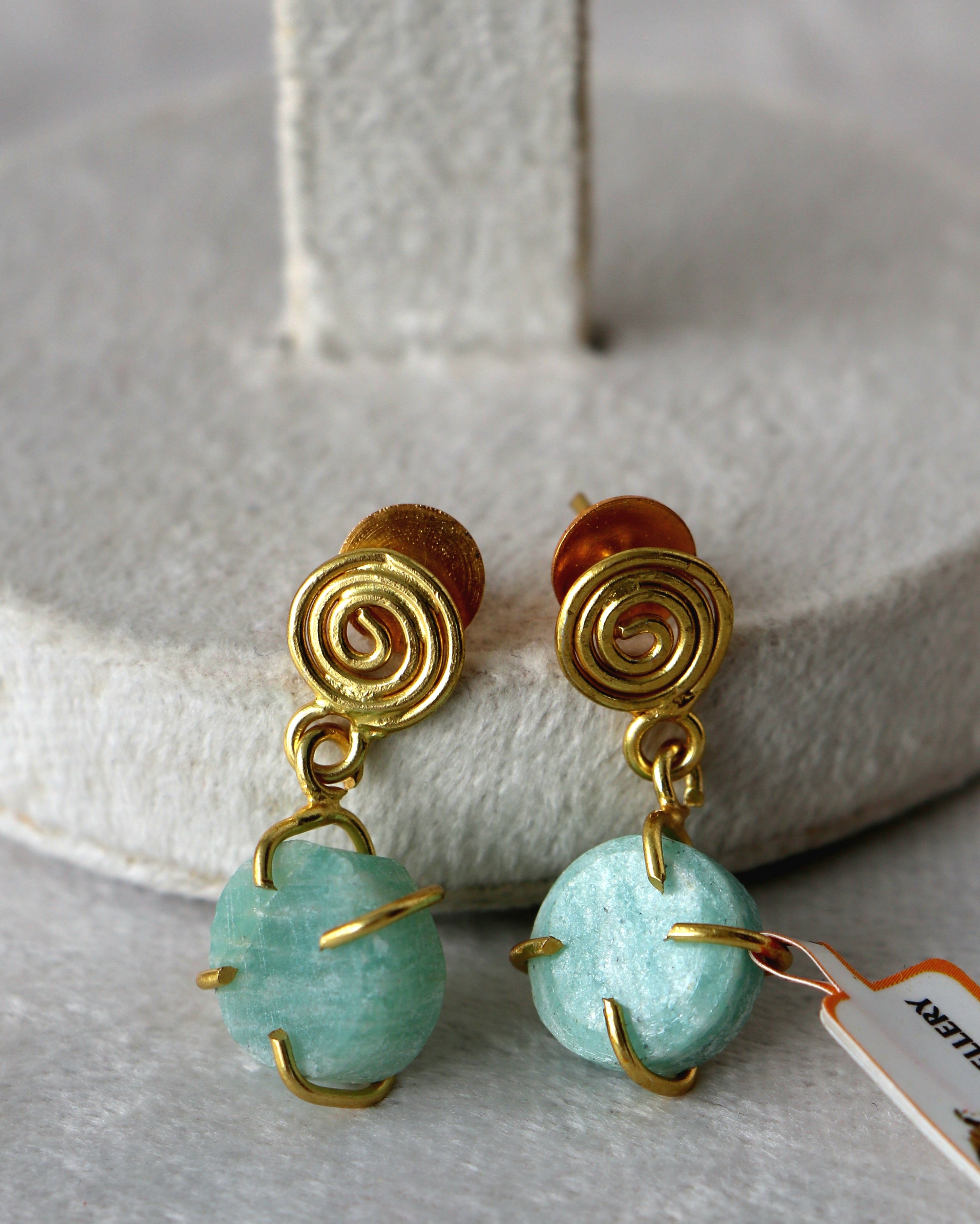 Azure Spiral Gemstone Earrings