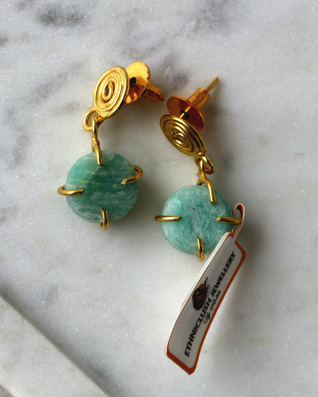 Azure Spiral Gemstone Earrings
