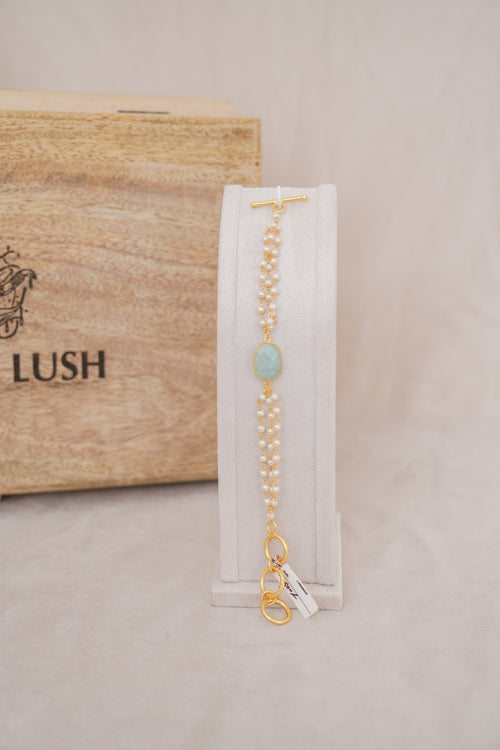 Aquamarine Pearl Strand Bracelet