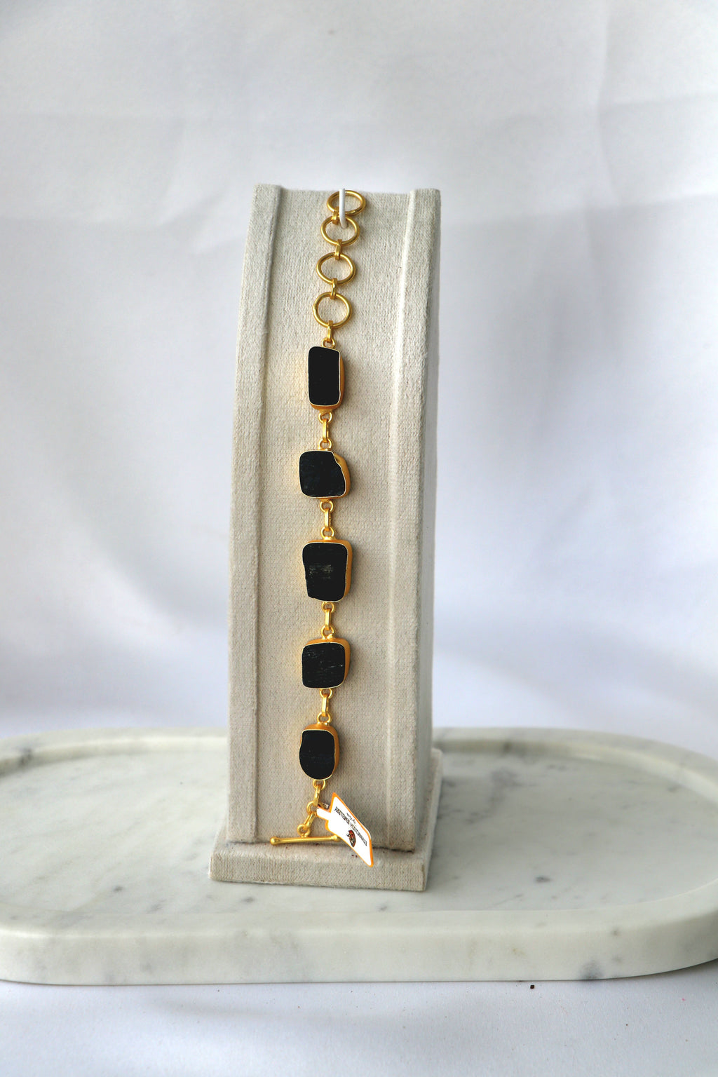 Handcrafted Natural Gemstone Link Bracelet – Gold Plated | Multi-Stone Collection