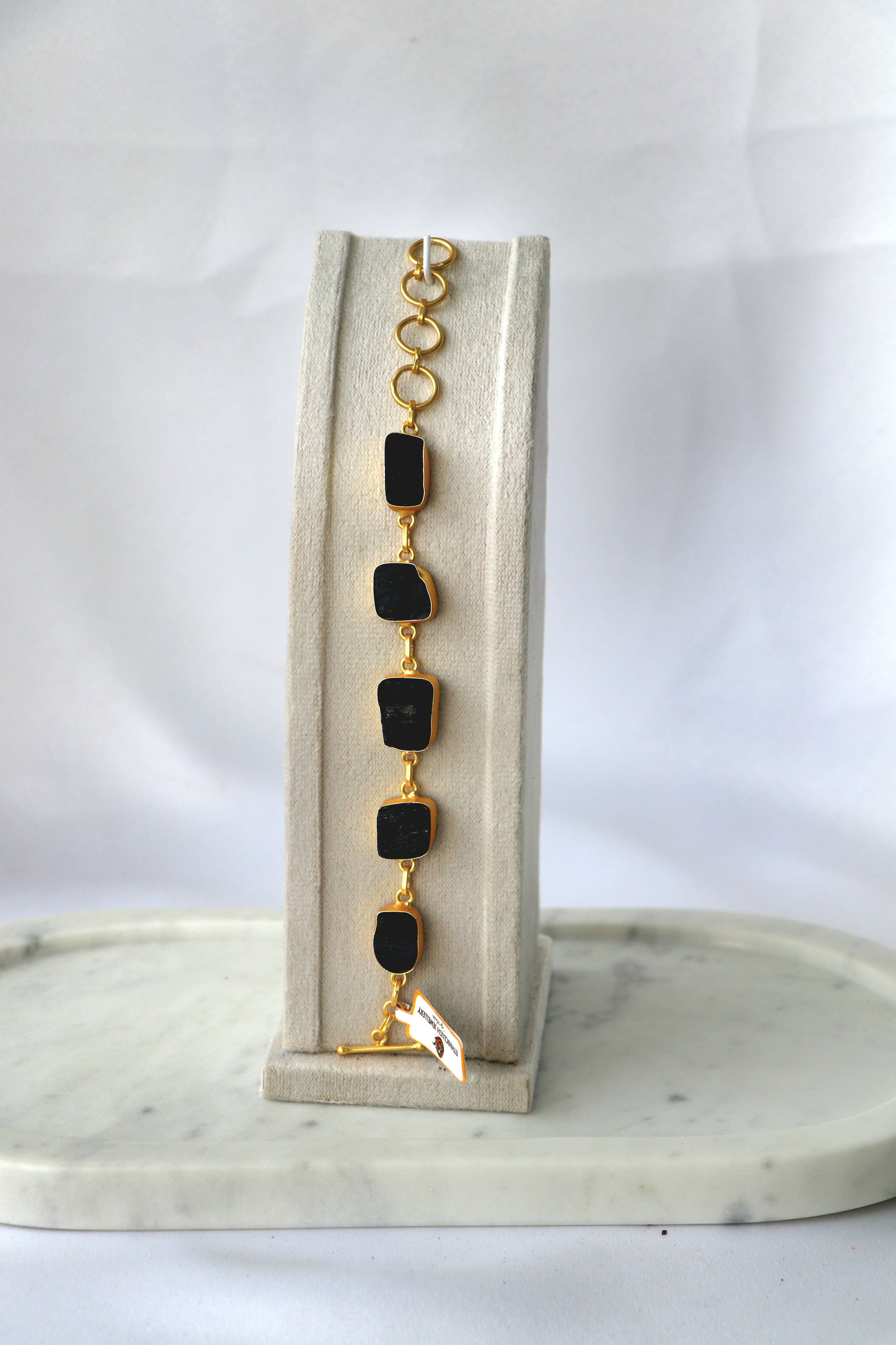 Handcrafted Natural Gemstone Link Bracelet – Gold Plated | Multi-Stone Collection