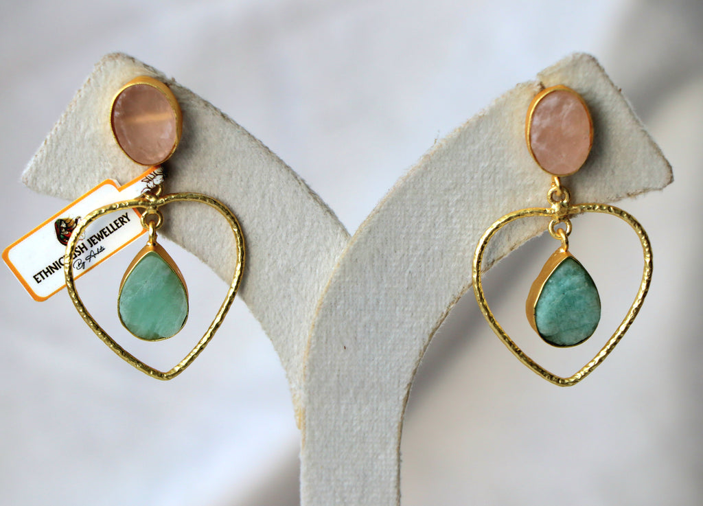 Blush  Green Heart Drop Earrings