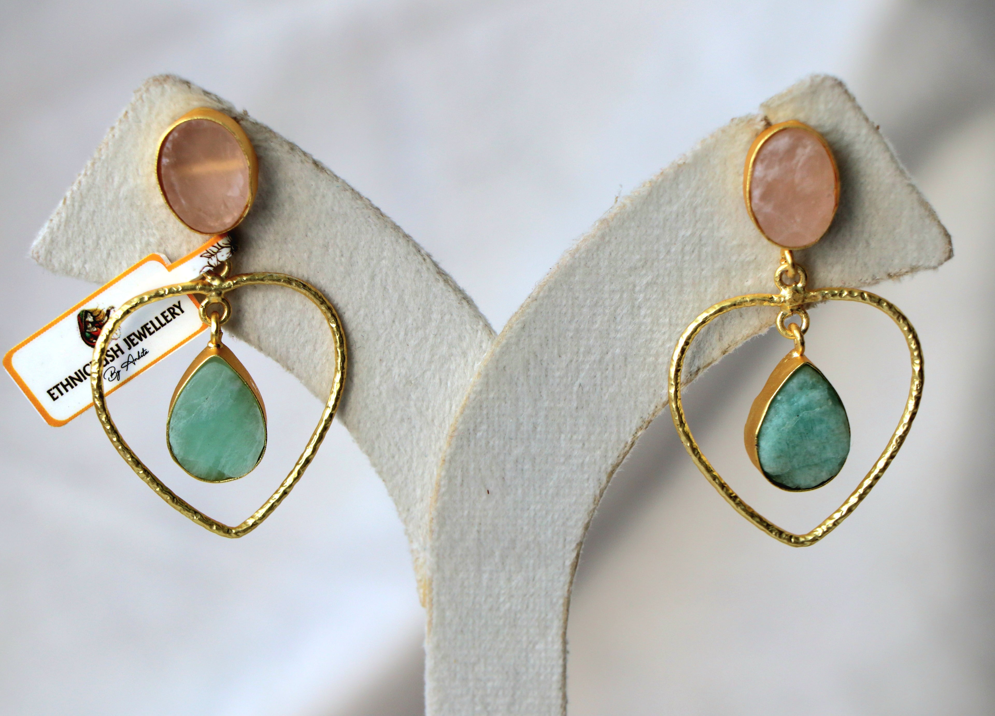 Blush  Green Heart Drop Earrings