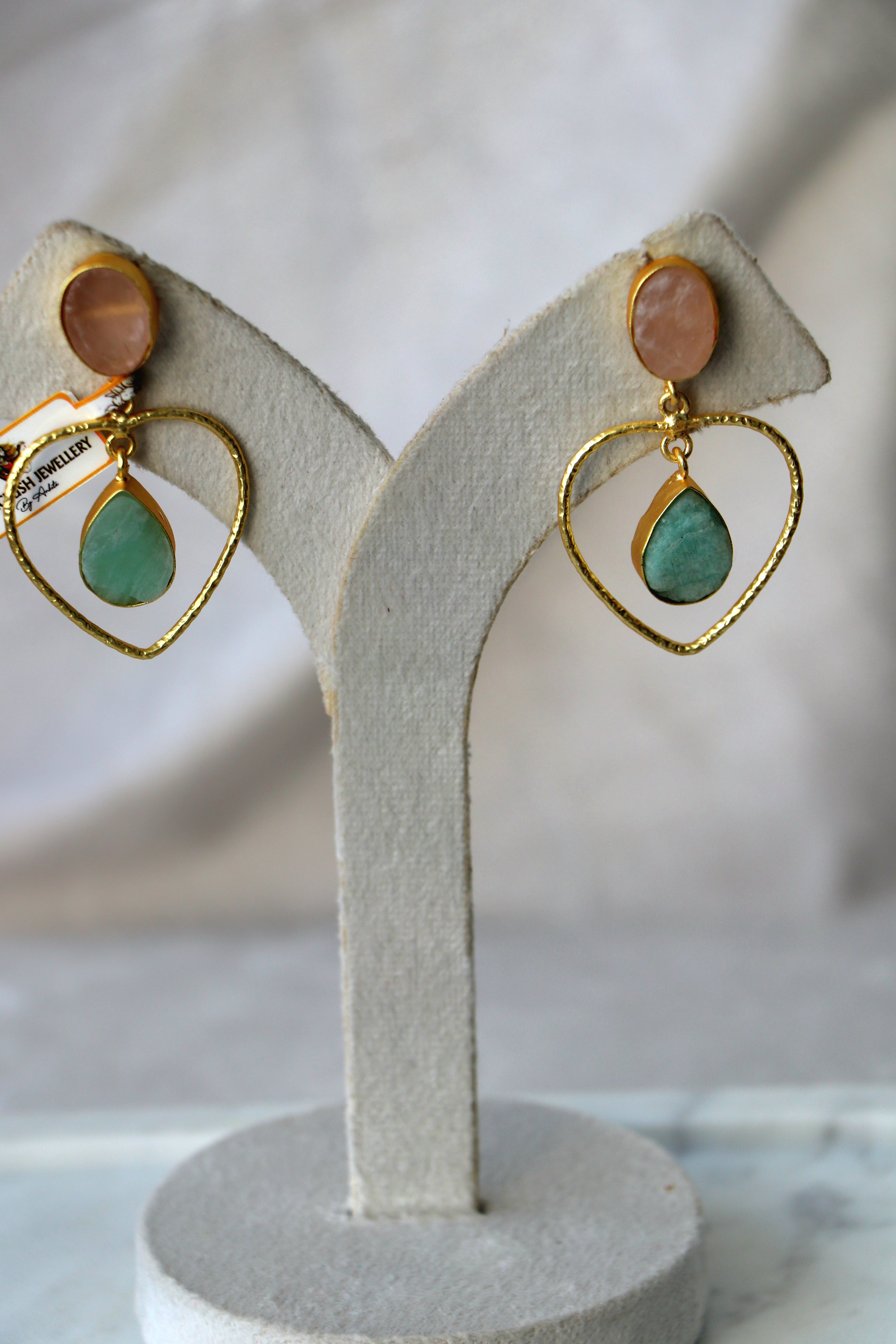 Blush  Green Heart Drop Earrings